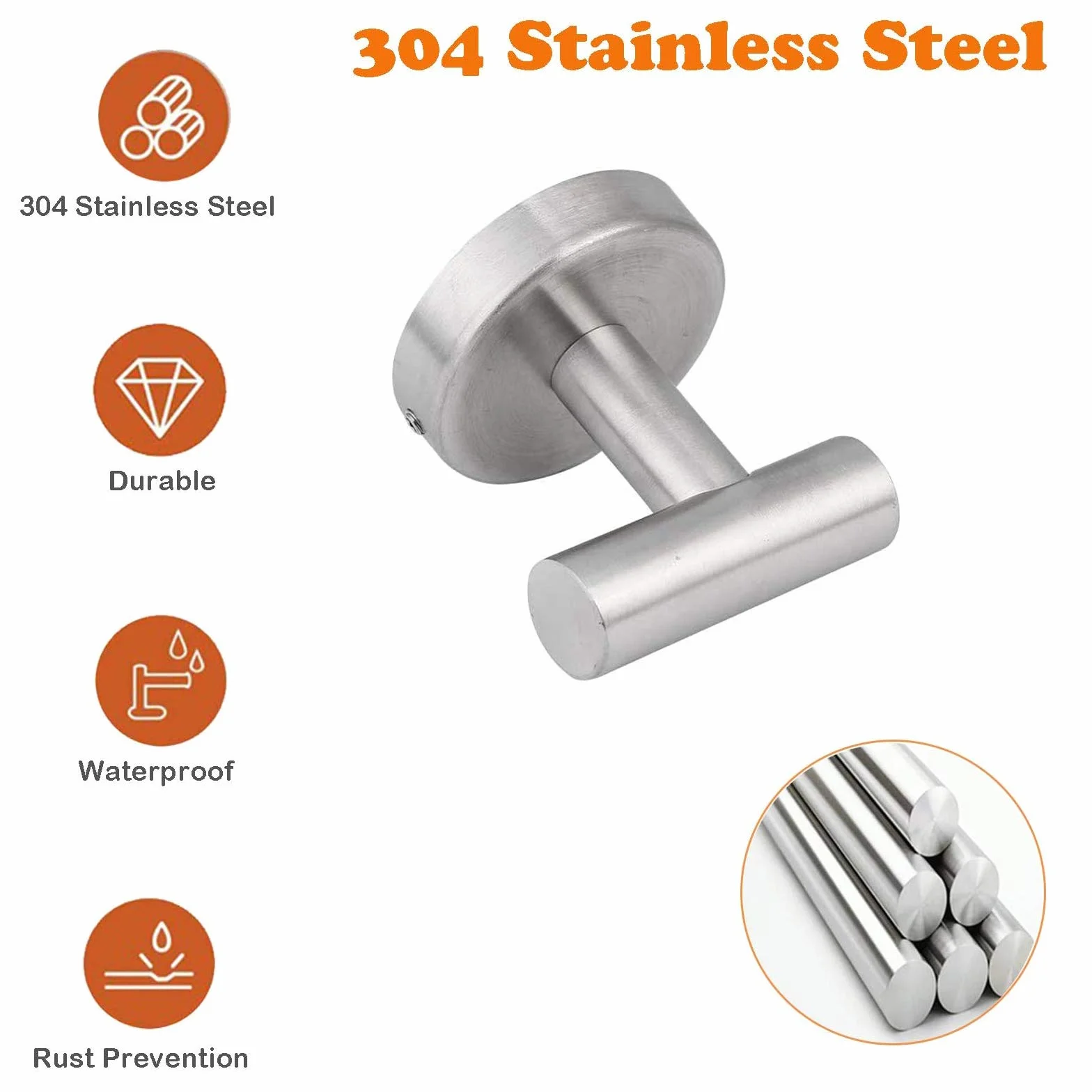 Towel Holder Wall Mounted ，Bathroom Towel Robe Hook，Shower Kitchen Wall Hanging Hooks Wall Mount SUS 304 Stainless Steel (sliver 4)