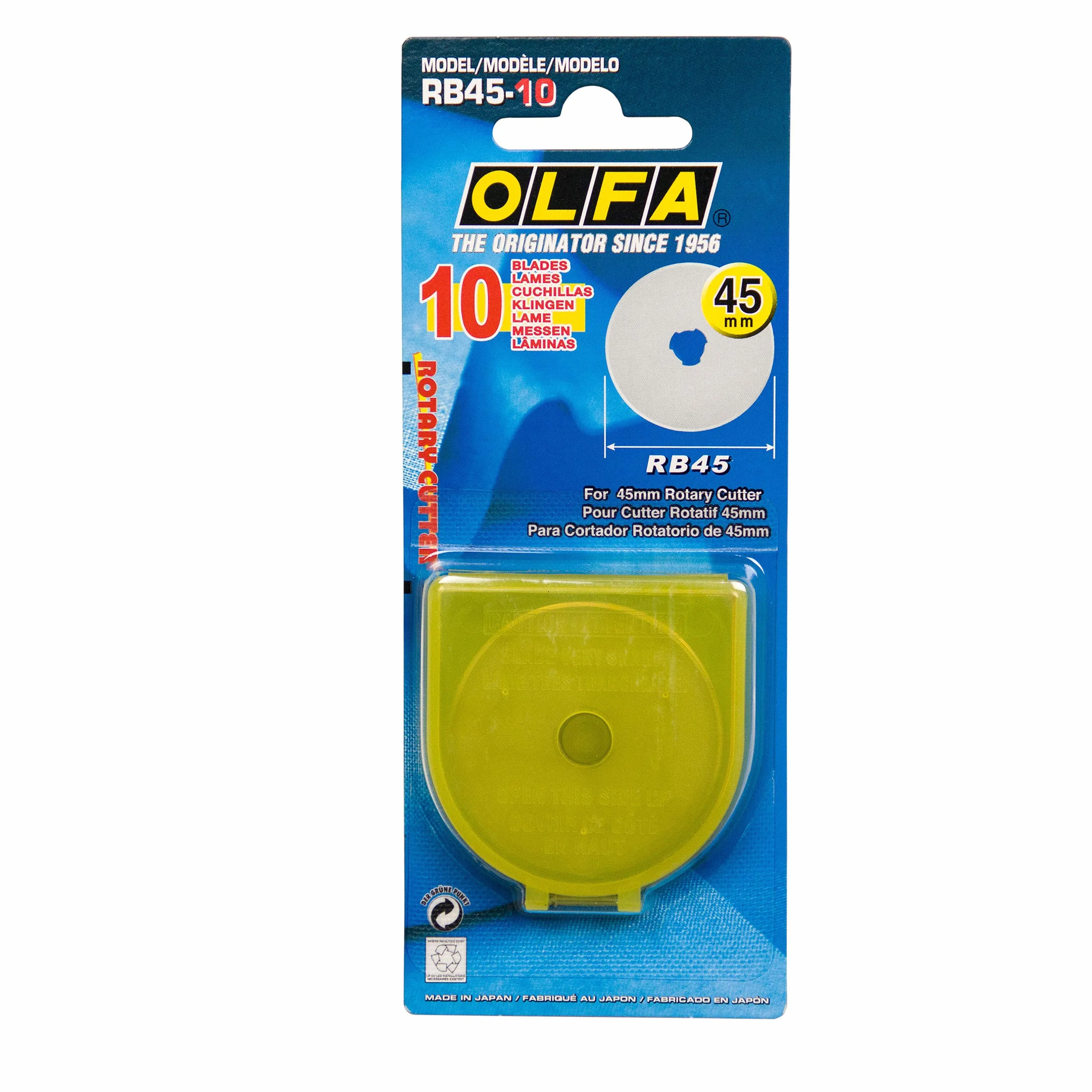 Olfa Hoja giratoria de acero de tungsteno de 45 mm, 10 unidades