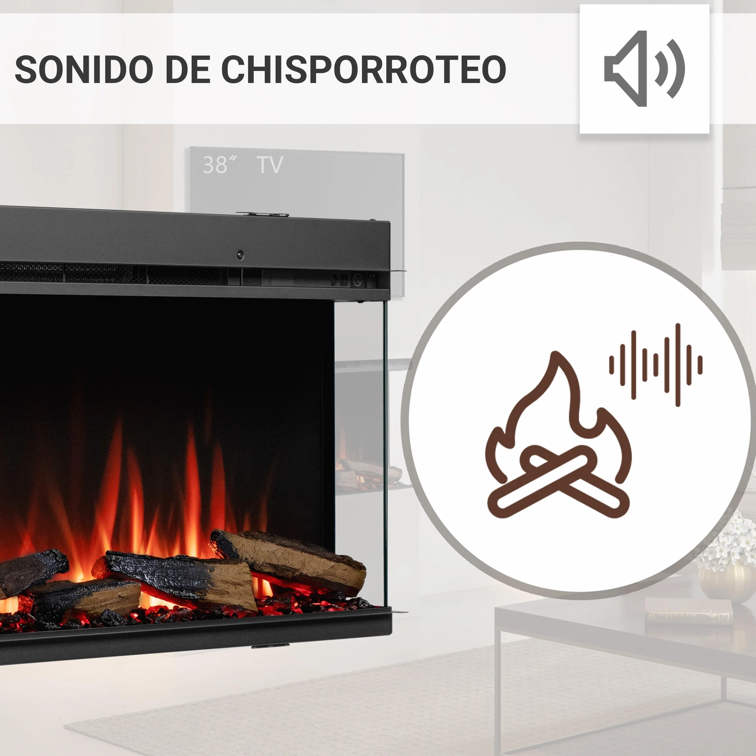BALDERIA Athena 44 - Chimenea electrica empotrable, Calefactor bajo Consumo 1500W