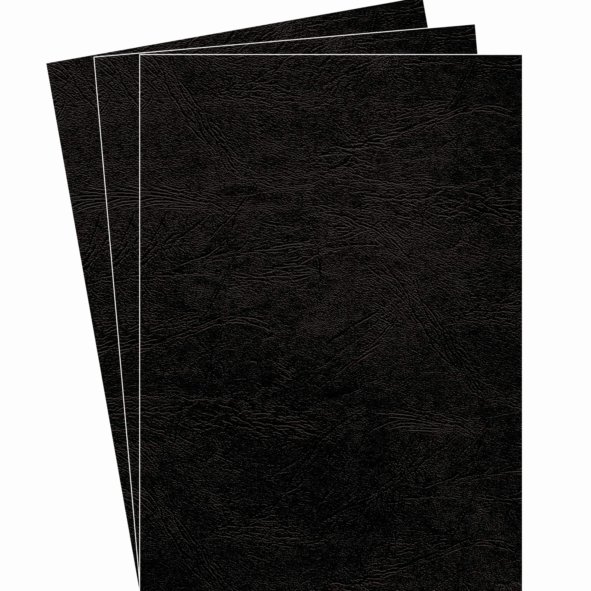 Fellowes Portadas para encuadernar de cartón símil piel Delta Cuero, extra rígido, 250 micras, 100% reciclables, formato A4, con certificación FSC, pack de 100, color negro