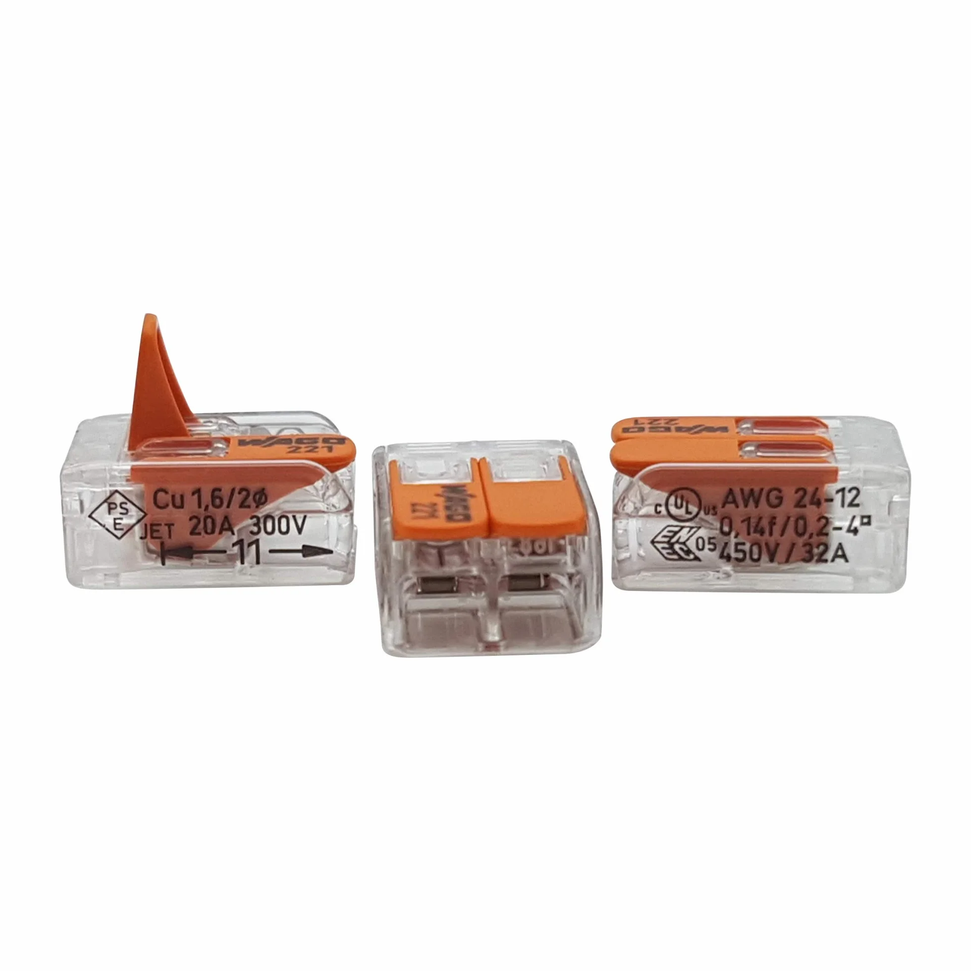 Wago 221-412 - Terminales de conexión (2 cables, 0,2-4 mm², 50 unidades, tamaño pequeño, transparente)