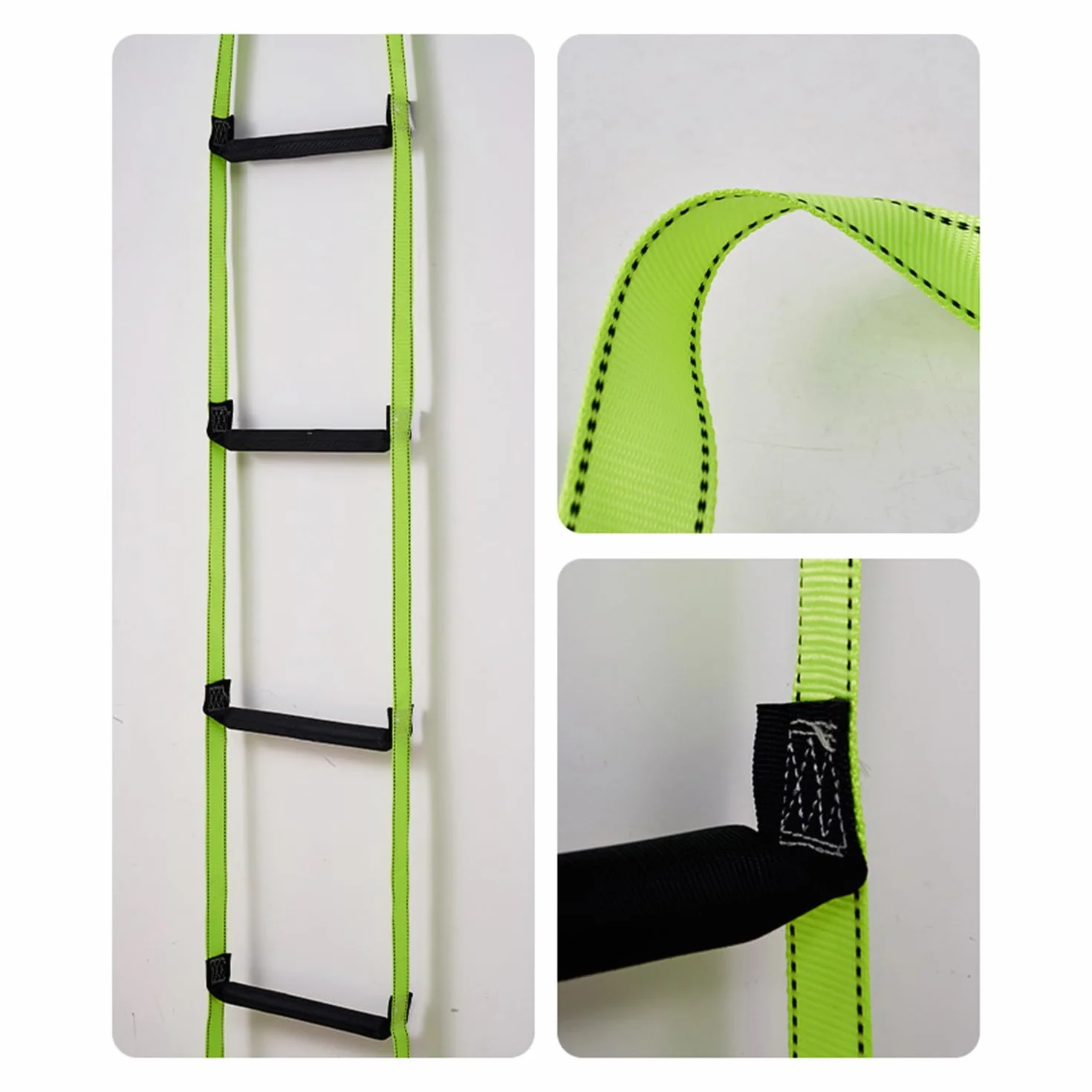 Escalera De Cuerda,8m Escalera Trenzada,Portátil para Emergencias,Adecuada para Casas De 3-5 Plantas,Balcones y Barandillas,con Una Capacidad De Carga De hasta 350 Kg(770 Libras),Verde