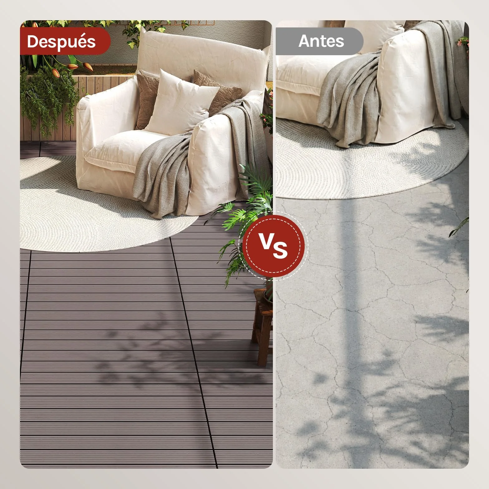 WOLTU 12x Suelo de WPC Baldosas de Madera Exterior para Porche Patios Jardin, 30 x 60 cm 2m² Suelo de Exterior Compuesta Azulejos Baldosas de WPC para Terraza Marrón