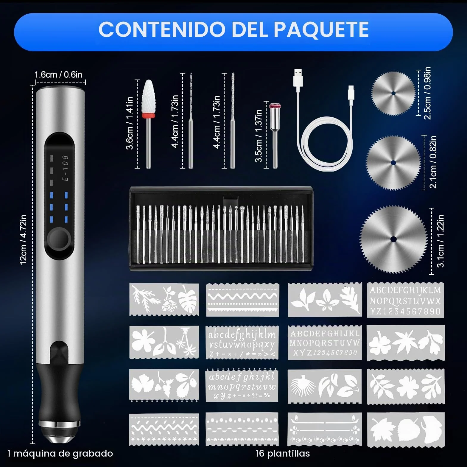Euakee Bolígrafo de Grabado Recargable por USB, Mini Grabador Eléctrico de Bricolaje, Herramientas Rotativas Inalámbricas, Herramienta de Grabado Portátil para Joyería, Madera y Metal