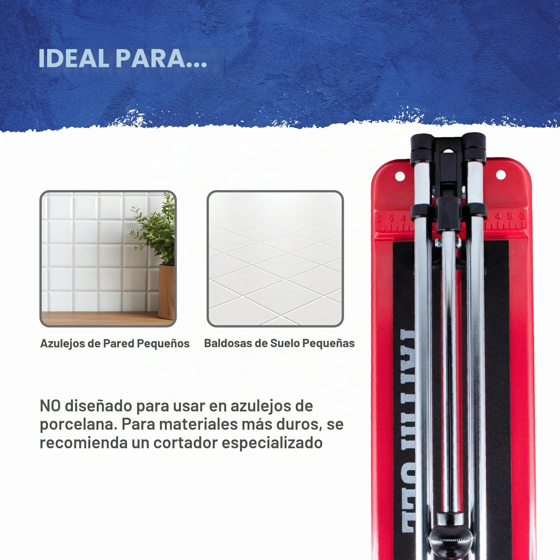 Cortadora Faithfull 300 mm - 300 mm cuadrados, 210 mm diag., 10 mm grosor | Doble riel, rueda de carburo de tungsteno, guía angular, base antideslizante para azulejos de pared, suelo y cantera