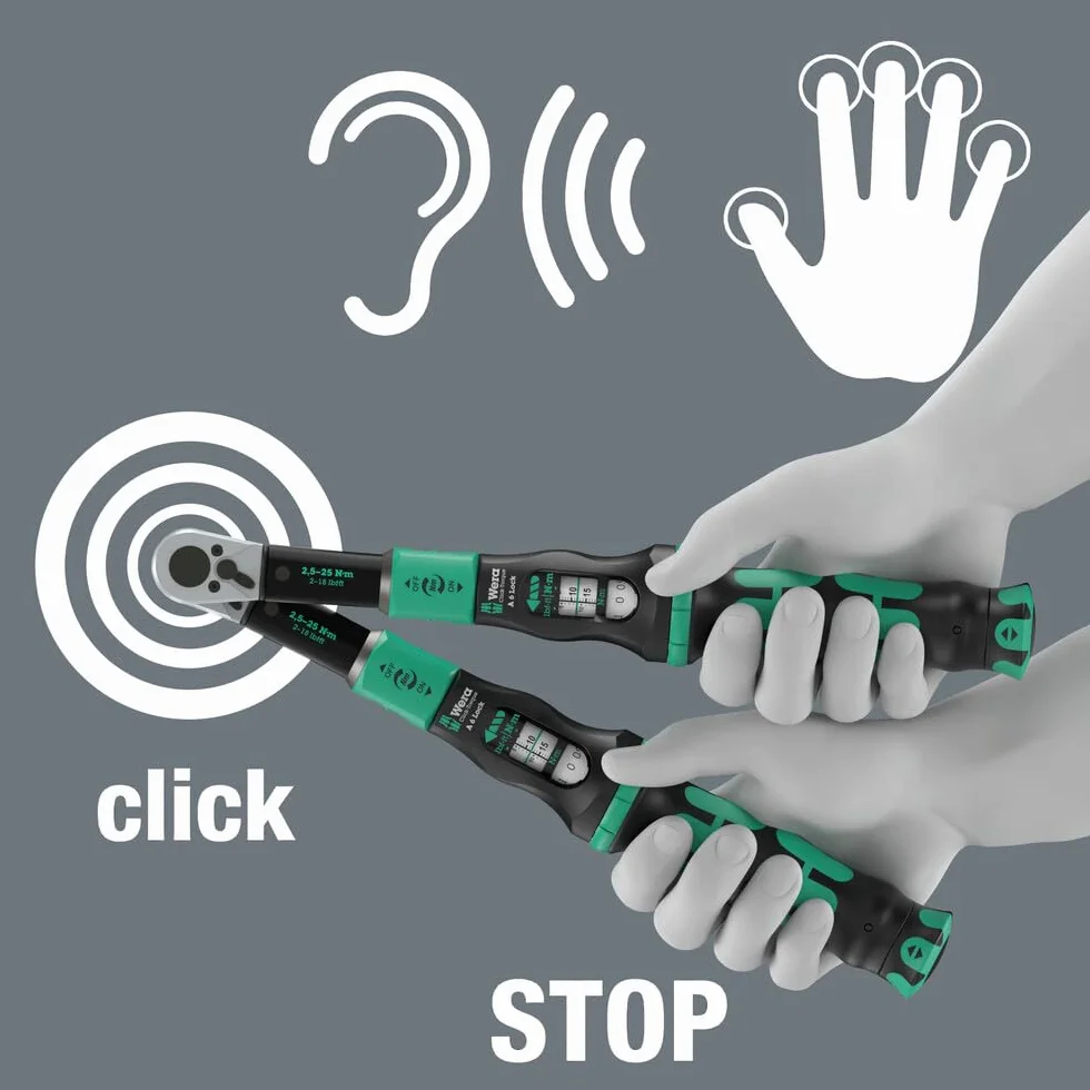 Wera Click-Torque Lock A 6 Llave dinamométrica, ajustable, función Torque Lock, carraca de conmutación, apriete hacia la derecha, 2,5-25 Nm, 1/4" x 2.5-25 Nm