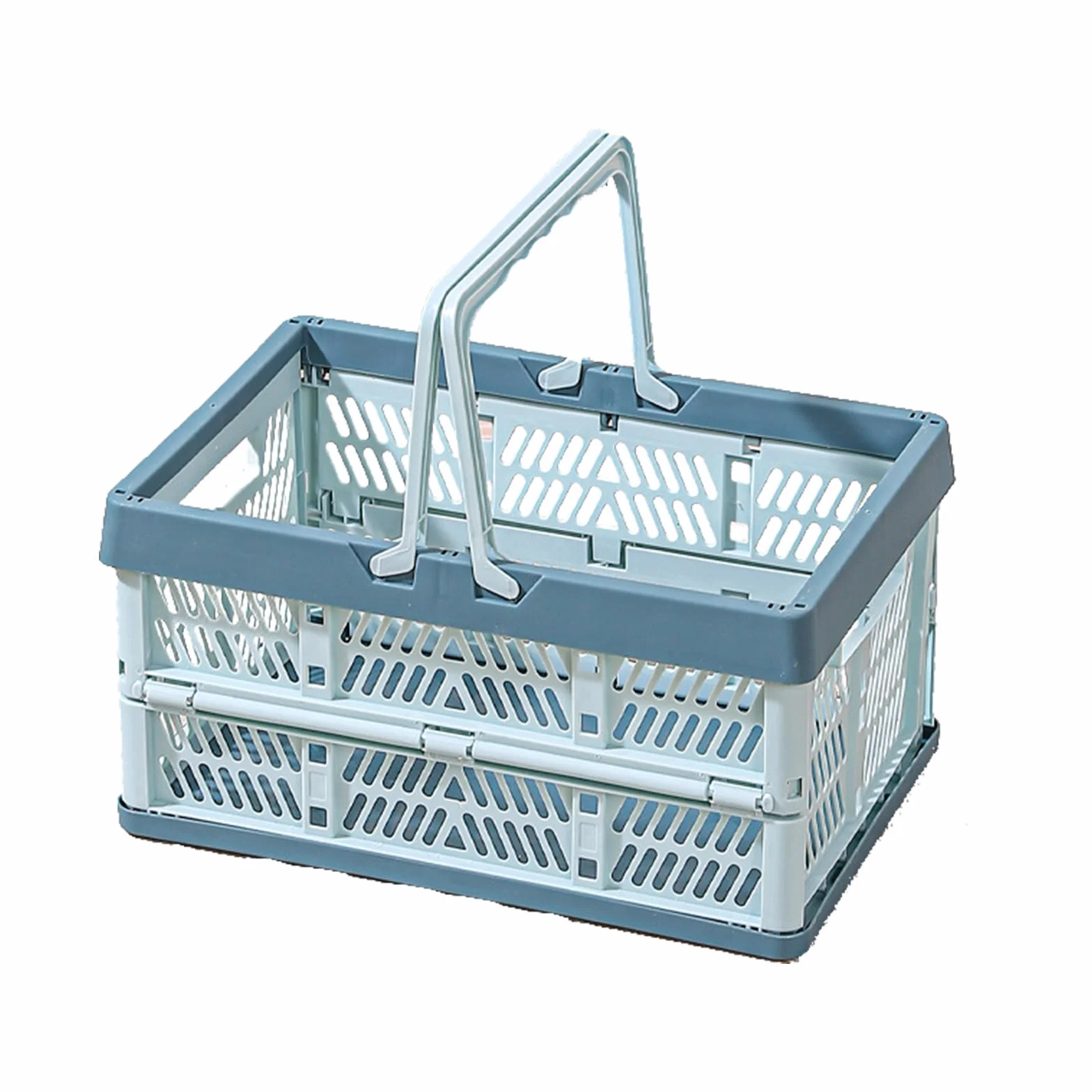Pequeñas cajas plegables de plástico, 30 x 20 x 15,5 cm, para cocina, baño, oficina, dormitorio, armario (verde agua)