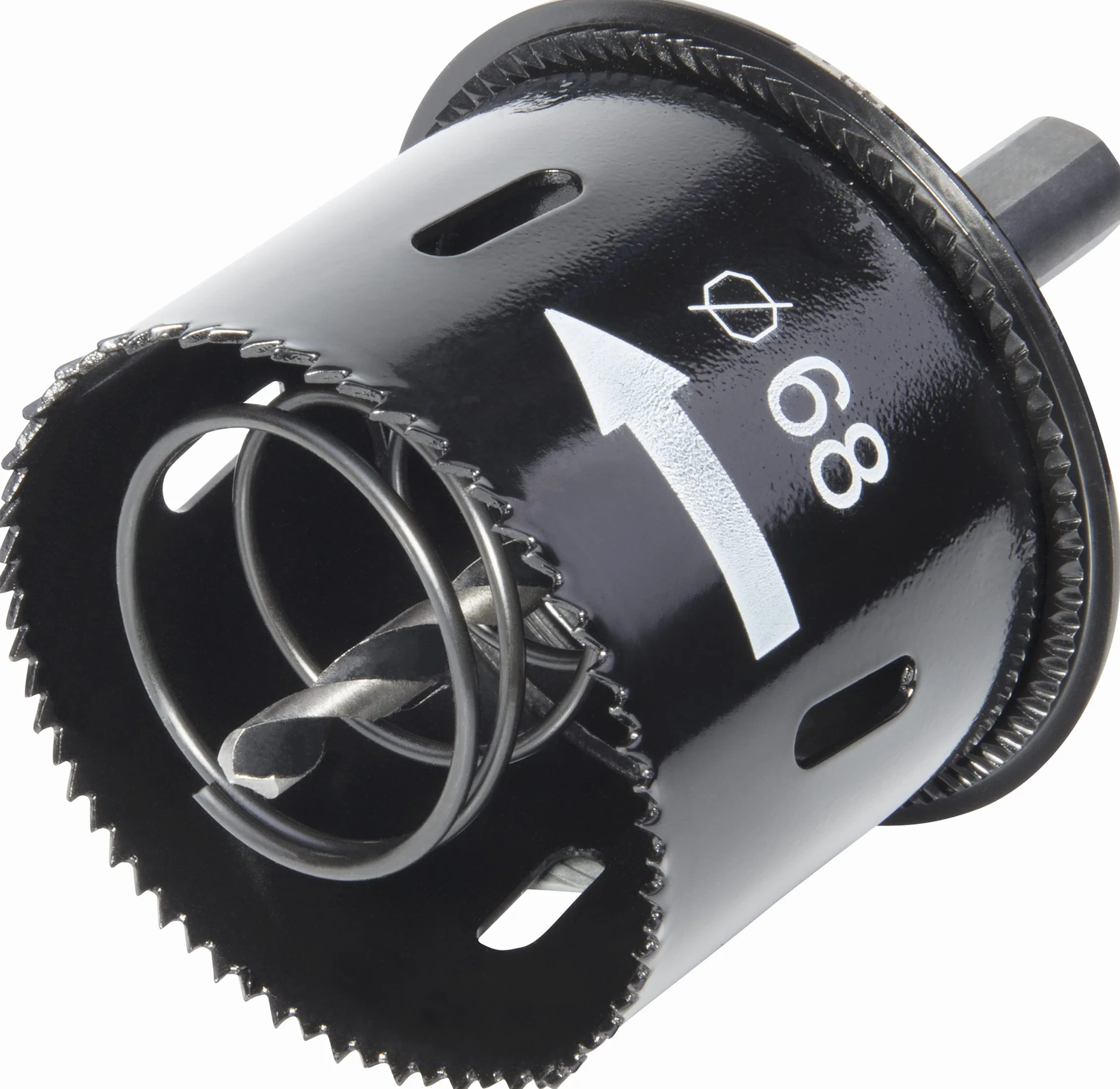 wolfcraft Sierra de corona con expulsor y avellanador de borde, Ø 68 mm I 2158000 I Para montaje de cajas de enchufe en madera y placa de yeso laminado, profundidad de corte de 44 mm