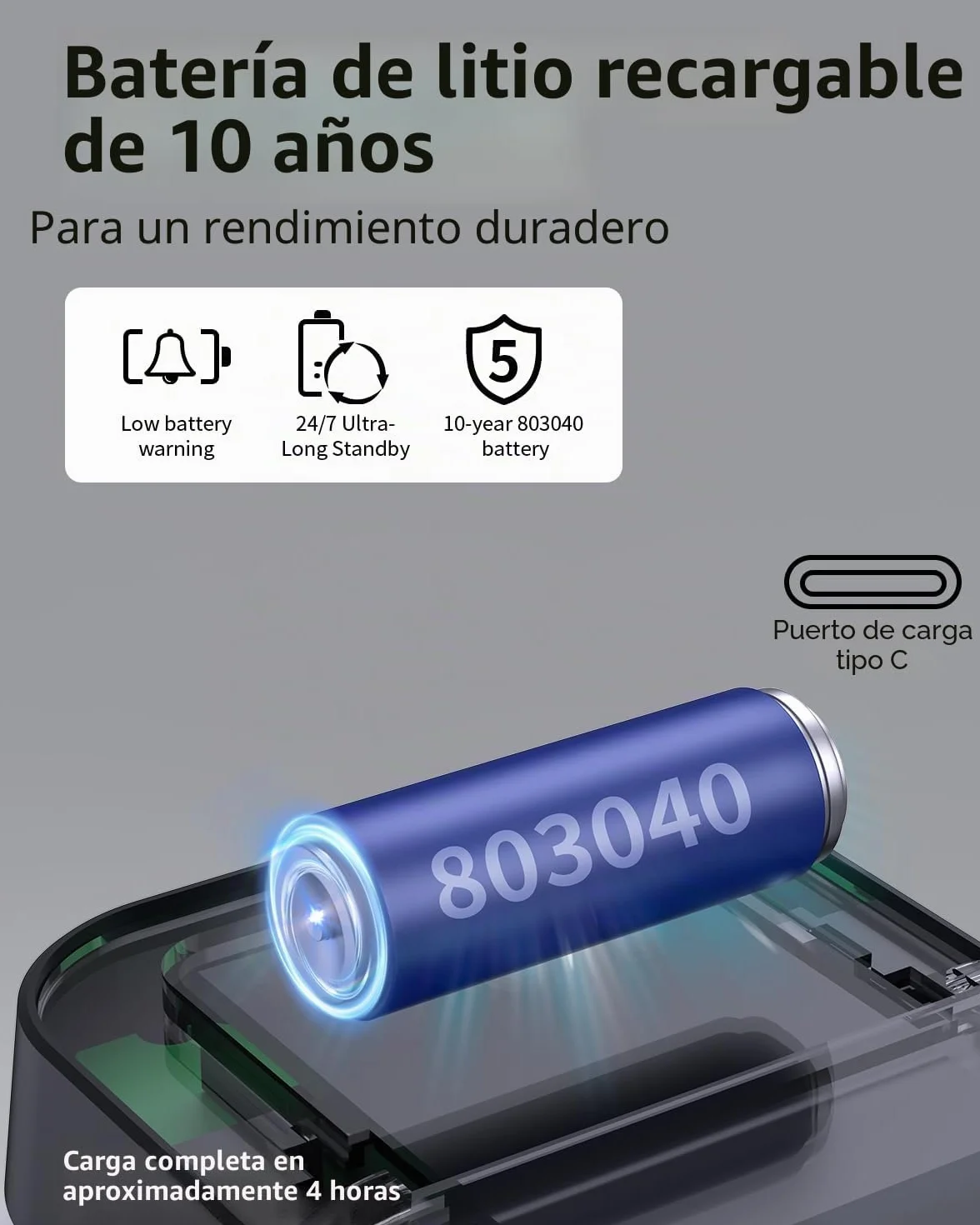 Detector de monóxido de carbono portátil 3 en 1, detector de monóxido de carbono recargable con indicador de temperatura y humedad, portátil para el hogar, caravana, camping, negro (negro)