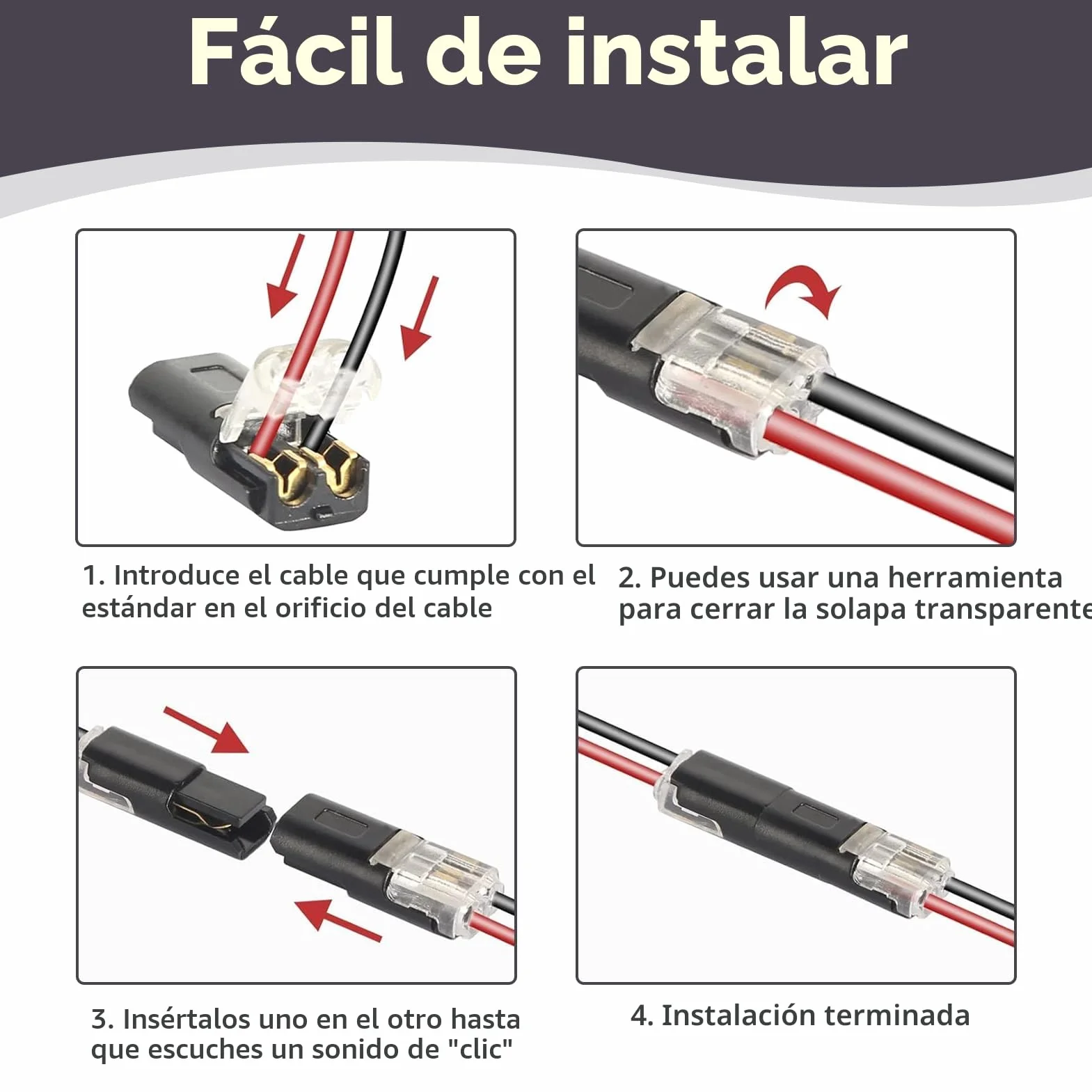 Conectores Electricos Rapidos 30 Piezas 18-22 AWG Terminal de Empalme para Automocion y Hogar
