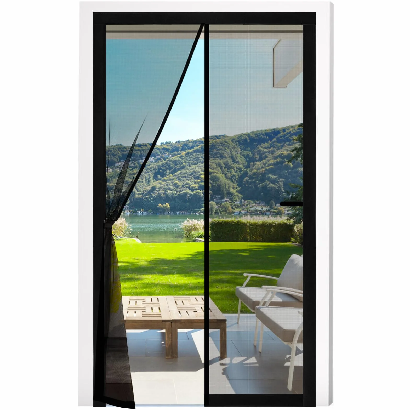 Mosquitera Magnética para Puerta 90x210cm Fibra de Vidrio Sin Taladrar Cortina Magnética Negro