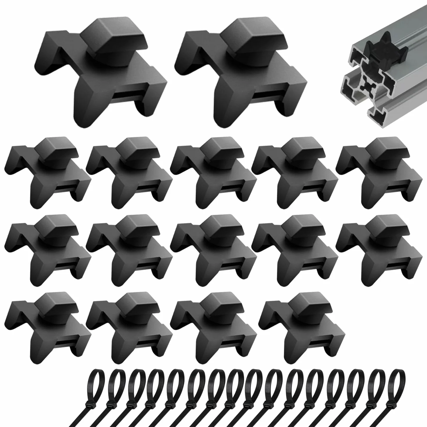16 Clips de Ranura para Cables 15.7 x 7 mm Clips de Cable para Perfiles de Aluminio Negro Abrazaderas para Perfil de Aluminio para Perfil Estándar Europeo 4040 Para Uso Industrial y Doméstico