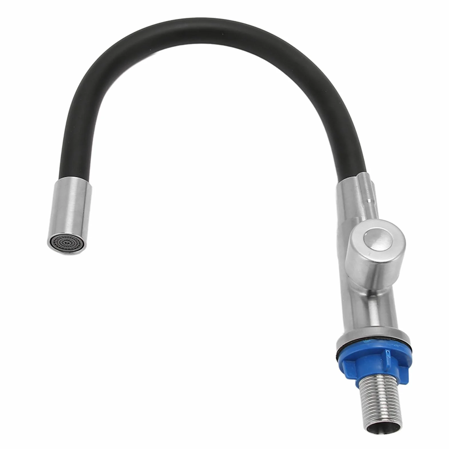 aqxreight Cuenca de Acero Inoxidable único Grifo Flexible Giratoria Fregadero de Cocina Agua Fría con Silicona para Cuencas de Lavado Universales