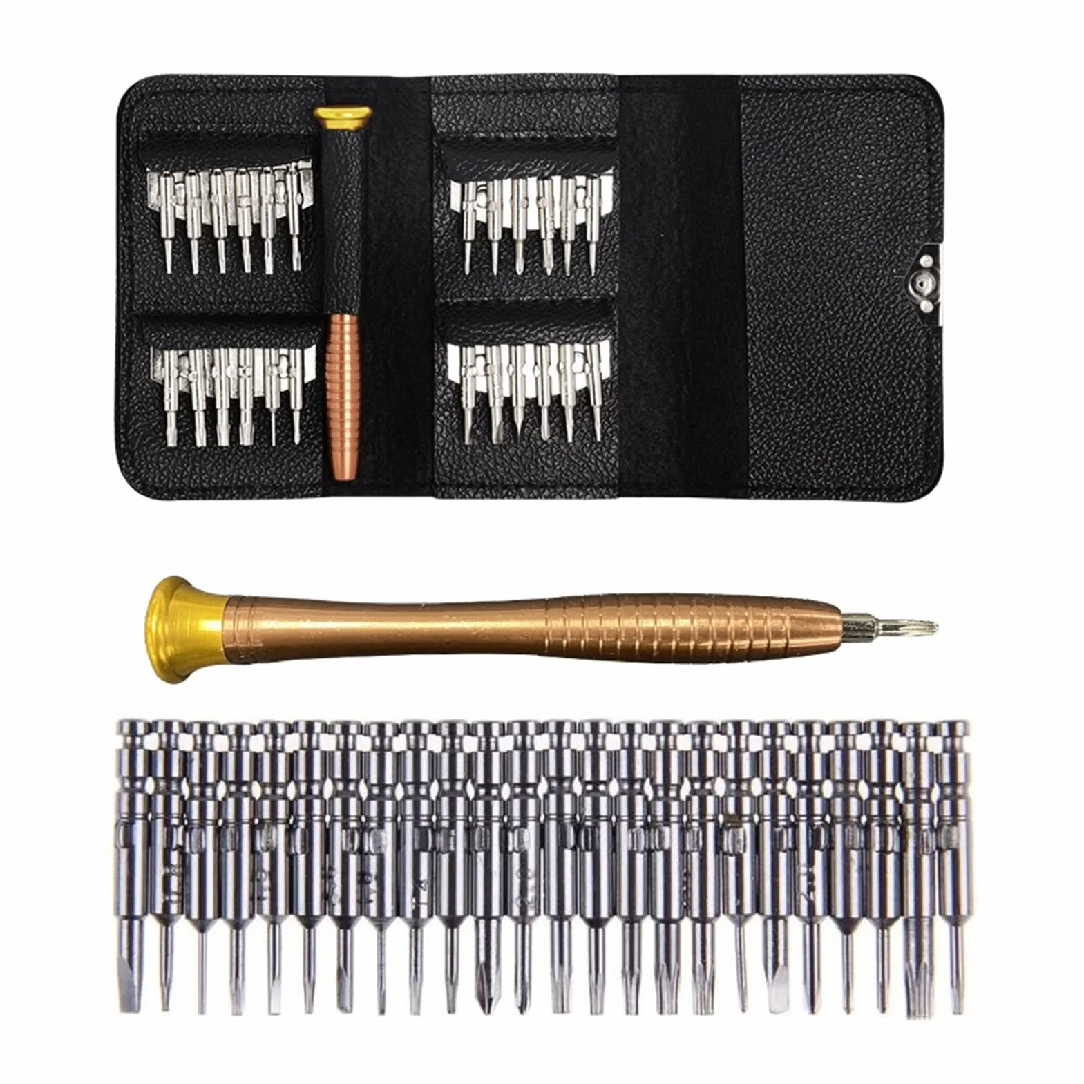 Juego de Destornilladores de precisión 25 en 1, Kit de Herramientas de reparación para teléfonos móviles, Gafas y Relojes.