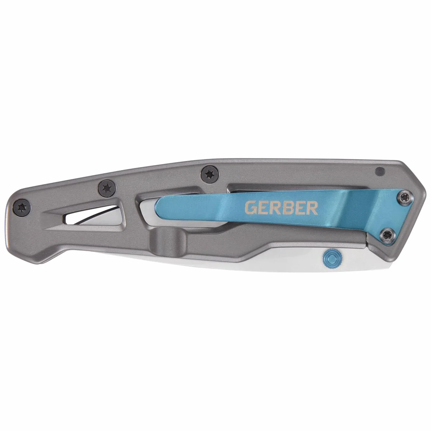 Gerber Navaja Plegable con Hoja Lisa y Gancho para Bolsillo, Longitud de la Hoja: 7,9 cm, Plata/Azul, Paralite, 1069417