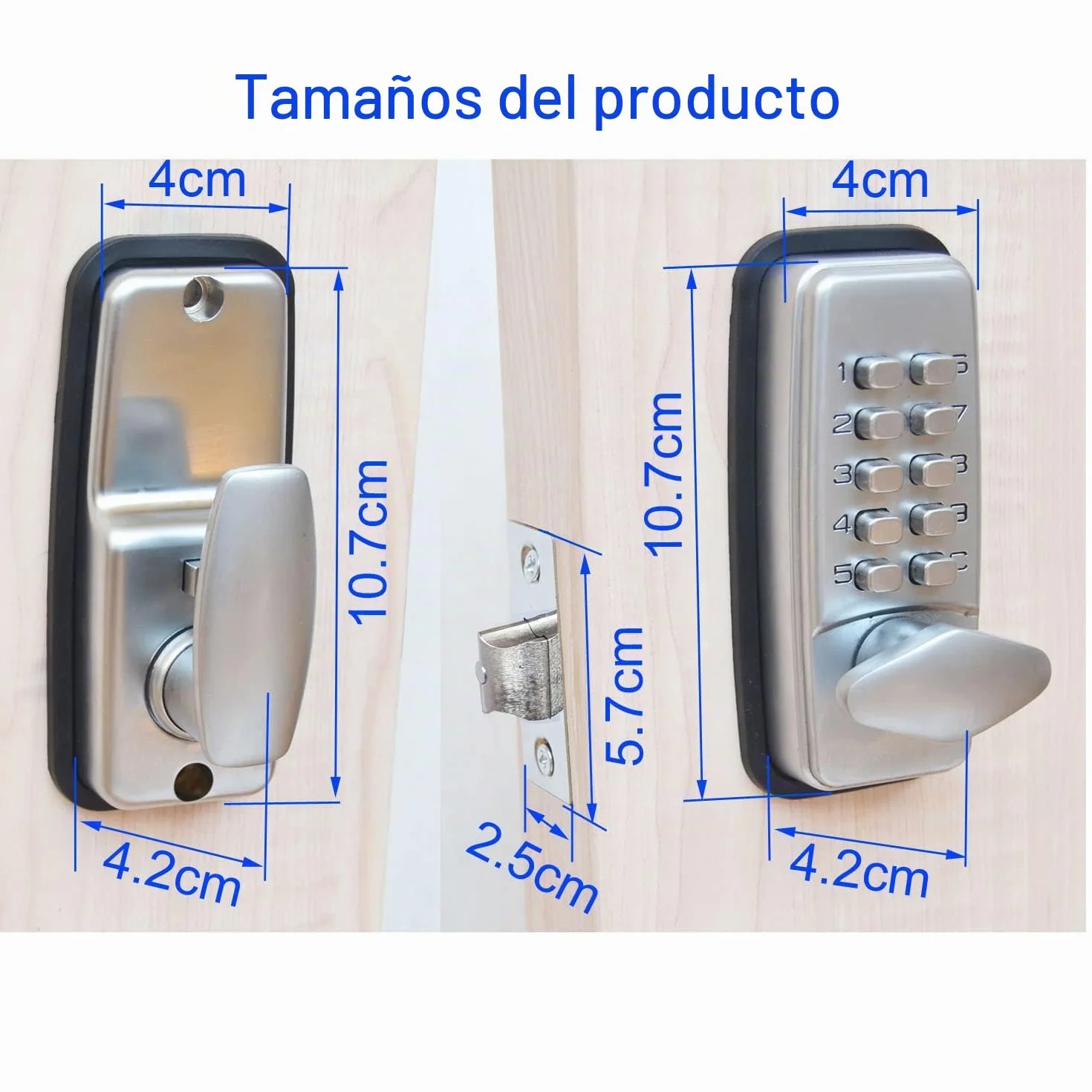 Cerradura digital para puerta con código de bloqueo de HomeSecure, resistencia meteorológica, cromada,plata