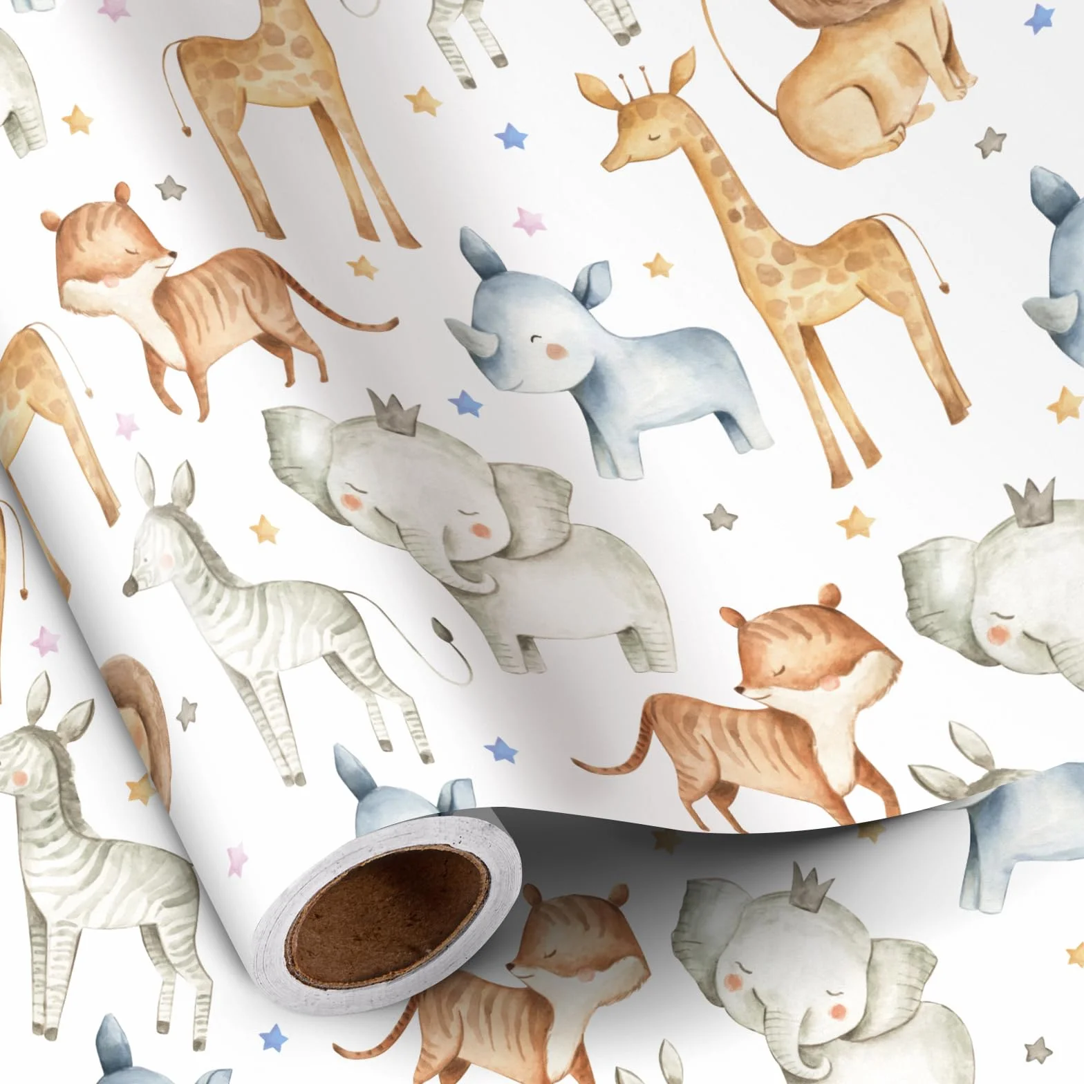 Papel De Regalo Con Animales De La Selva Para Niños, Rollo 43,2 Cm X 5 M Safari