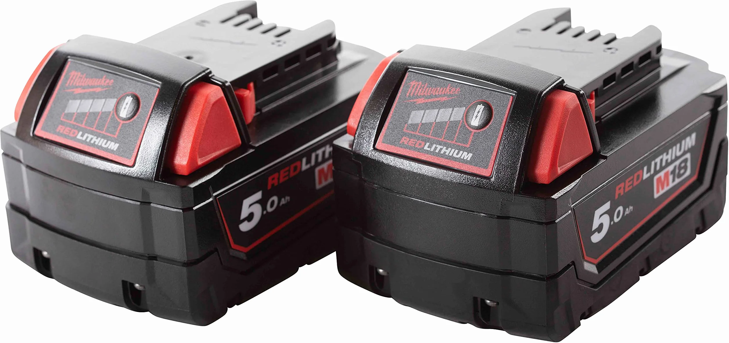 Milwaukee Pilas M18B5 18V 5Ah, 2 Unidades, 18 V, Color Rojo