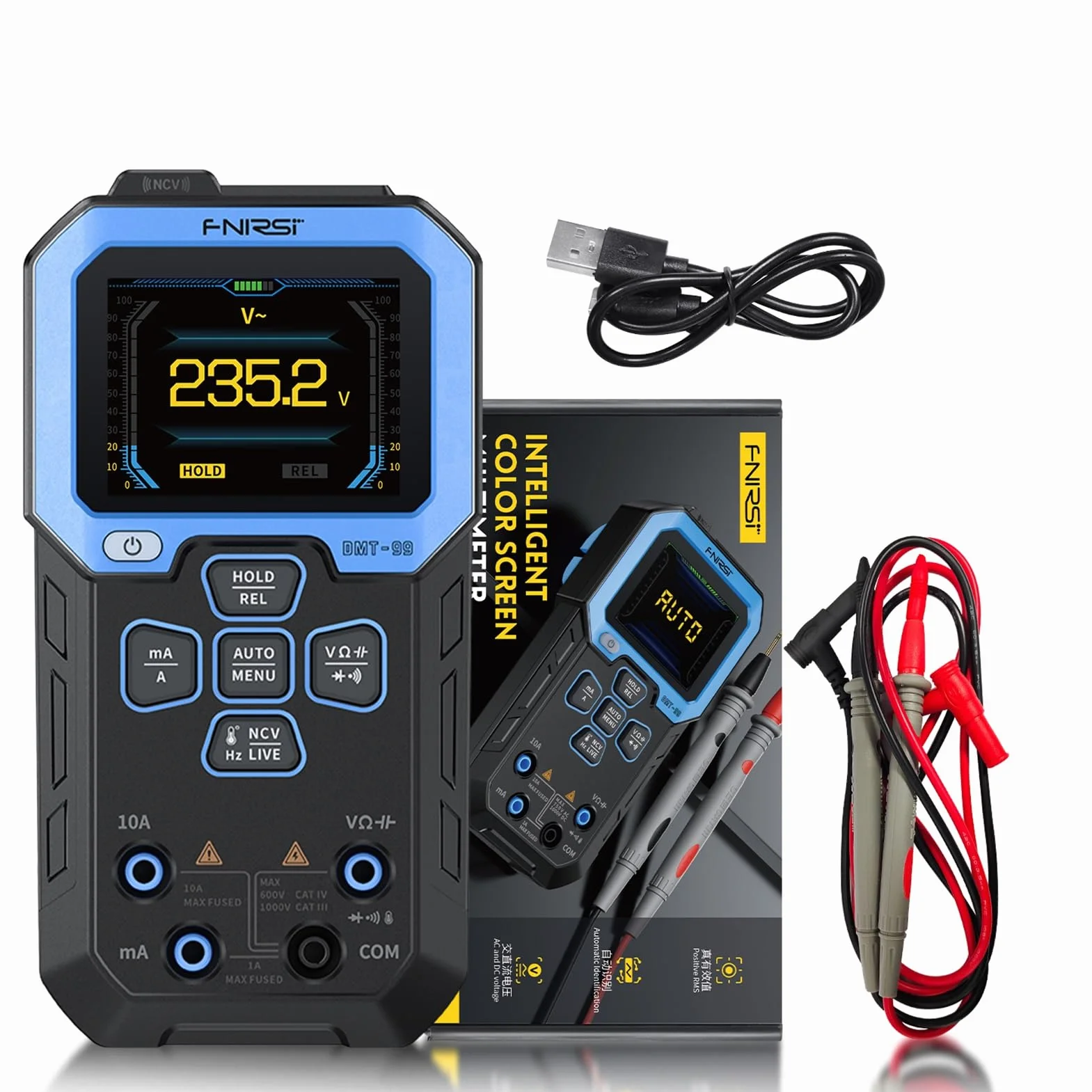 DEWIN Multímetro Digital, Automático Instrumentos de Medición 10000 Cuentas Multímetro Polimetro Profesional, Tester Electricista para Corriente CA/CC Tensión Resistencia Capacitancia NCV Frecuencia