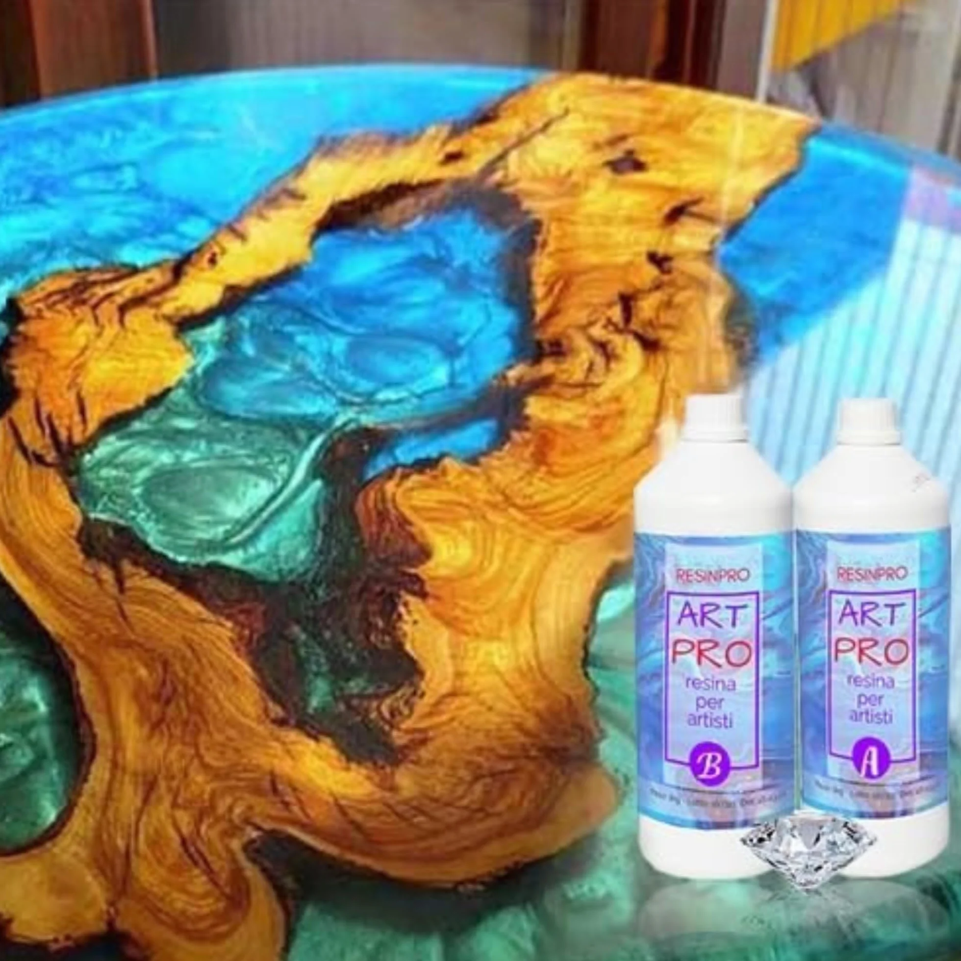 RESIN PRO Resina epoxi Art Pro 1,66 kg Resina epoxi Transparente Ideal para bandejas, Cuadros y revestimientos y Suelos artísticos – Certificada no tóxica