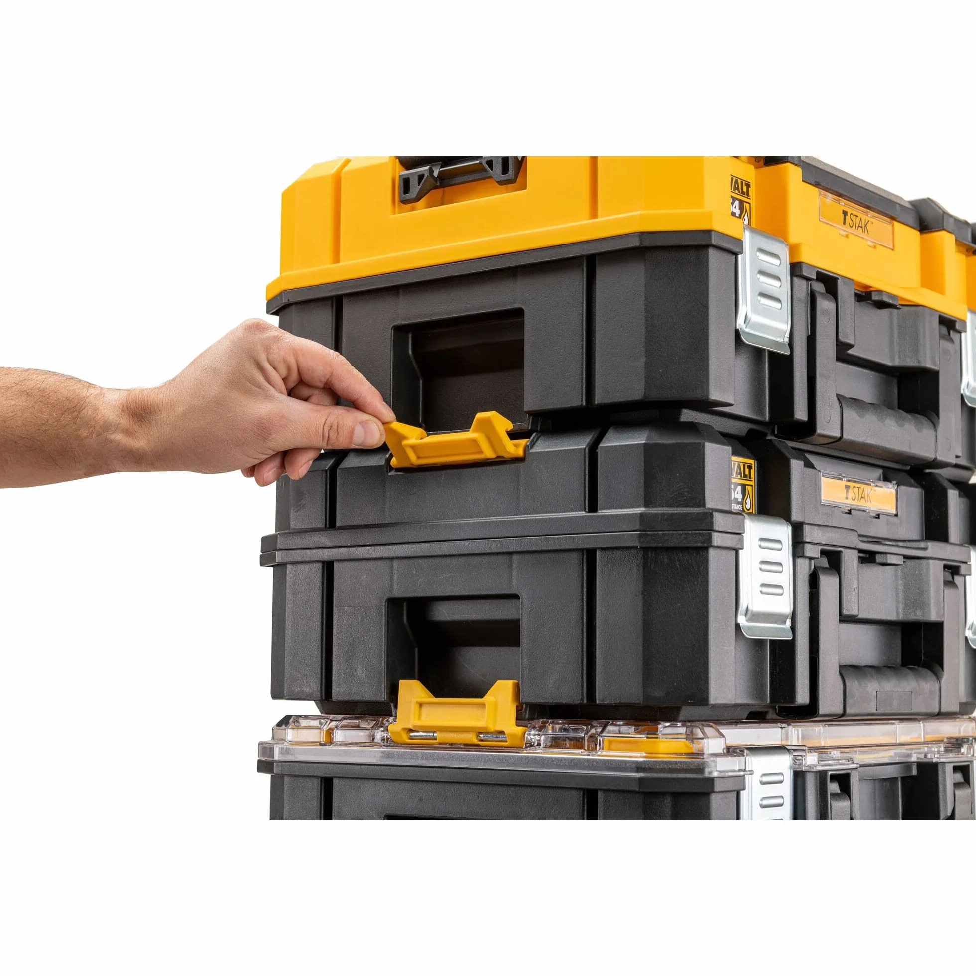DEWALT DWST82968-1, Organizador con tapa transparente TSTAK V, IP54, Volumen 7,8L, Para piezas pequeñas y accesorios, Tapa de policarbonato transparente