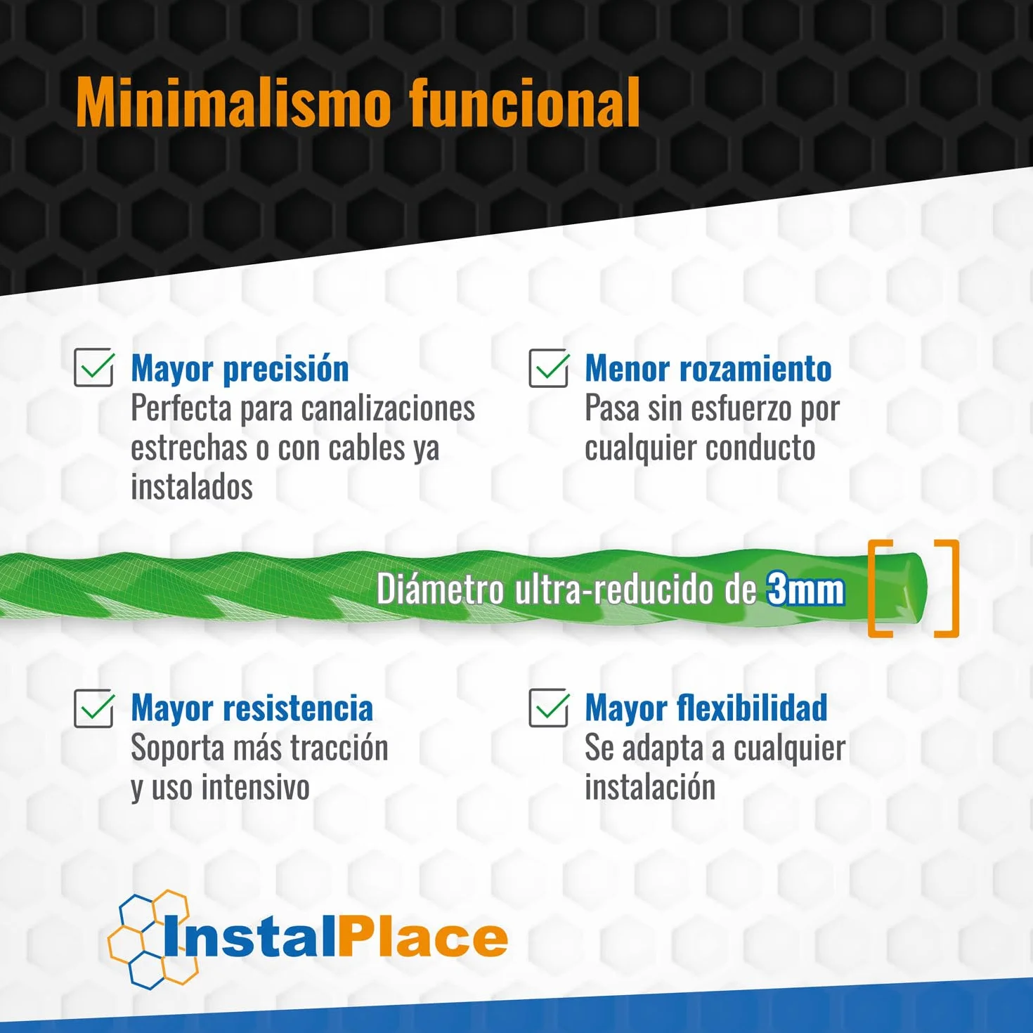 Pack Guía Pasacables Trenzada Monofilamento 15m Ø 3mm + Lubricante 1L, Alta Resistencia, Gran Alcance, Baja Fricción, Alta Flexibilidad