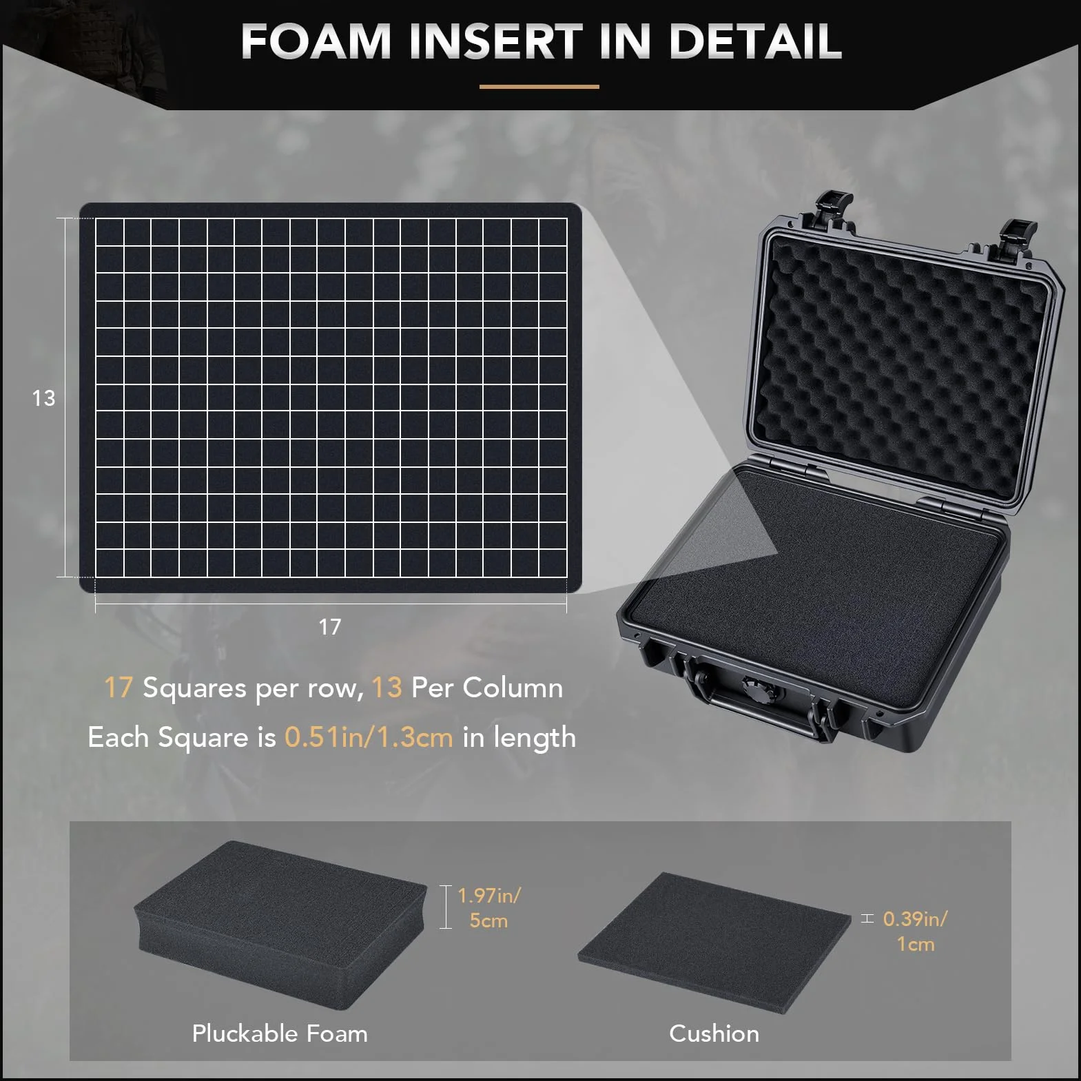 Lykus HC-2510 Maletín Estuche Case Impermeable con Espuma, Tamaño Interior 25x19x9,5cm, Adecuado para micrófono, Productos electrónicos y más