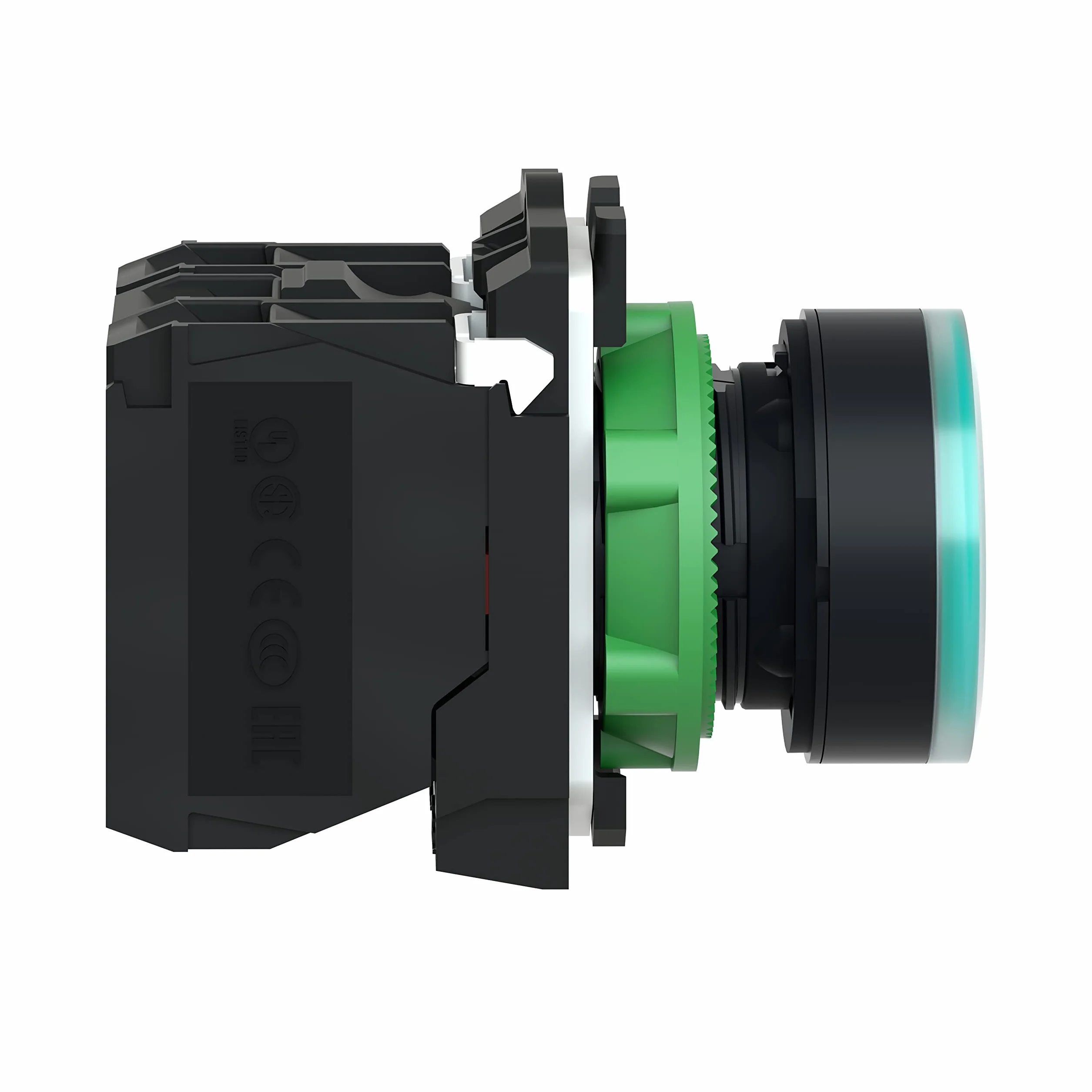 Schneider Electric XB5AW33M5 Pulsador Iluminado Diámetro 22, Retorno Resorte Nivelado, 240 V, 1 NA + 1 NC, Verde