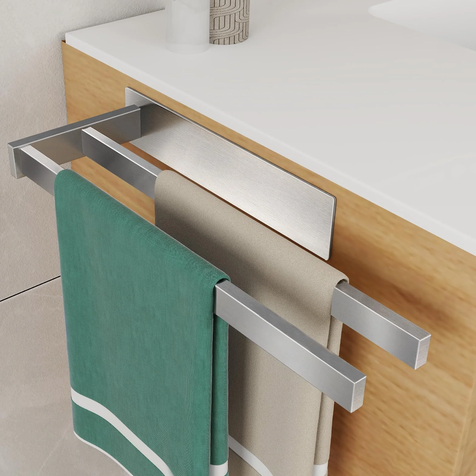 Vista Toallero Adhesivo Baño de Acero Inoxidable SUS304 Toallero Pared Resistente y Duradero 40cm Plata