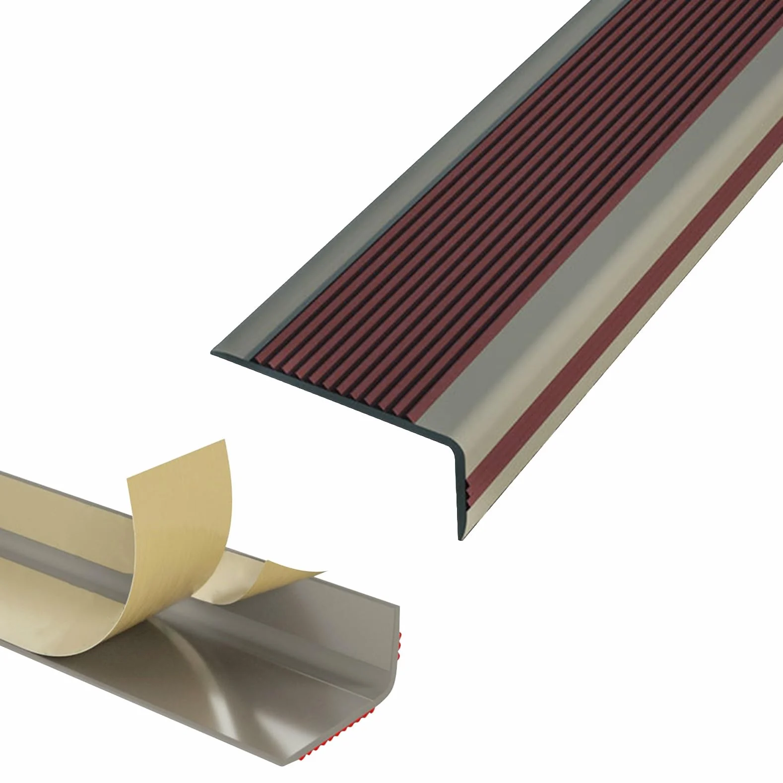 Perfil de Ángulo L Para Escaleras, Perfil de Borde de Escalera Antideslizante de Plástico PVC, Para Escaleras Interiores Y Exteriores, Tiras Antideslizantes Para Peldaños de Bordes de Escaleras(Grayis