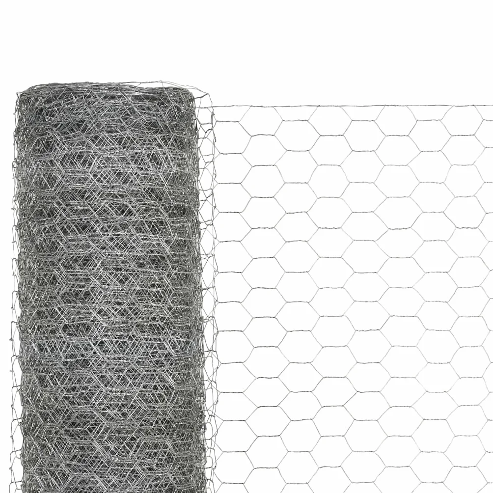 vidaXL Malla de Alambre Hexagonal Acero Galvanizado 25x1.2m Plateado Bricolaje