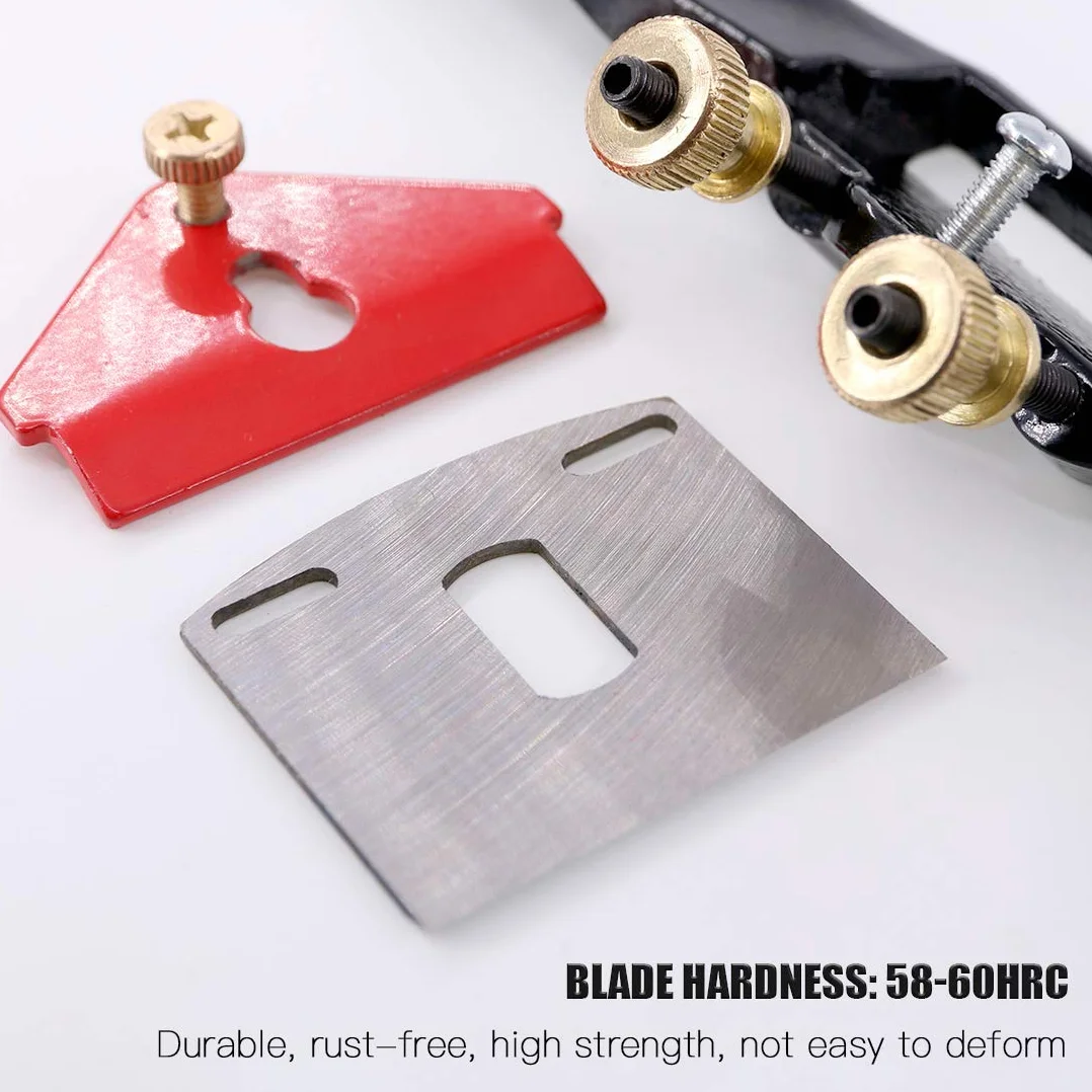 Glarks Juego de radios ajustables (2 piezas) con cuchillas de repuesto, plano para carpintería, lima de 4 vías - G2657 [metal, latón, rojo, negro, plata]
