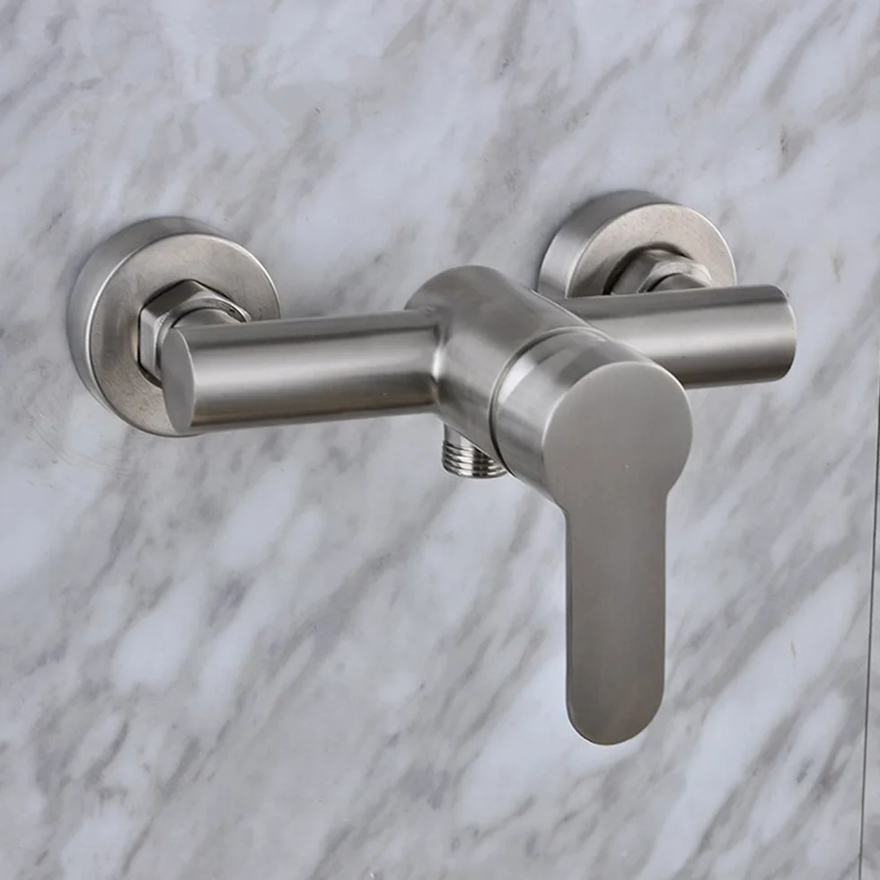 Grifo de ducha de acero inoxidable montado en la pared, mezclador de ducha, control manual, interruptor de válvula de fontanería, grifo de baño para agua fría y caliente