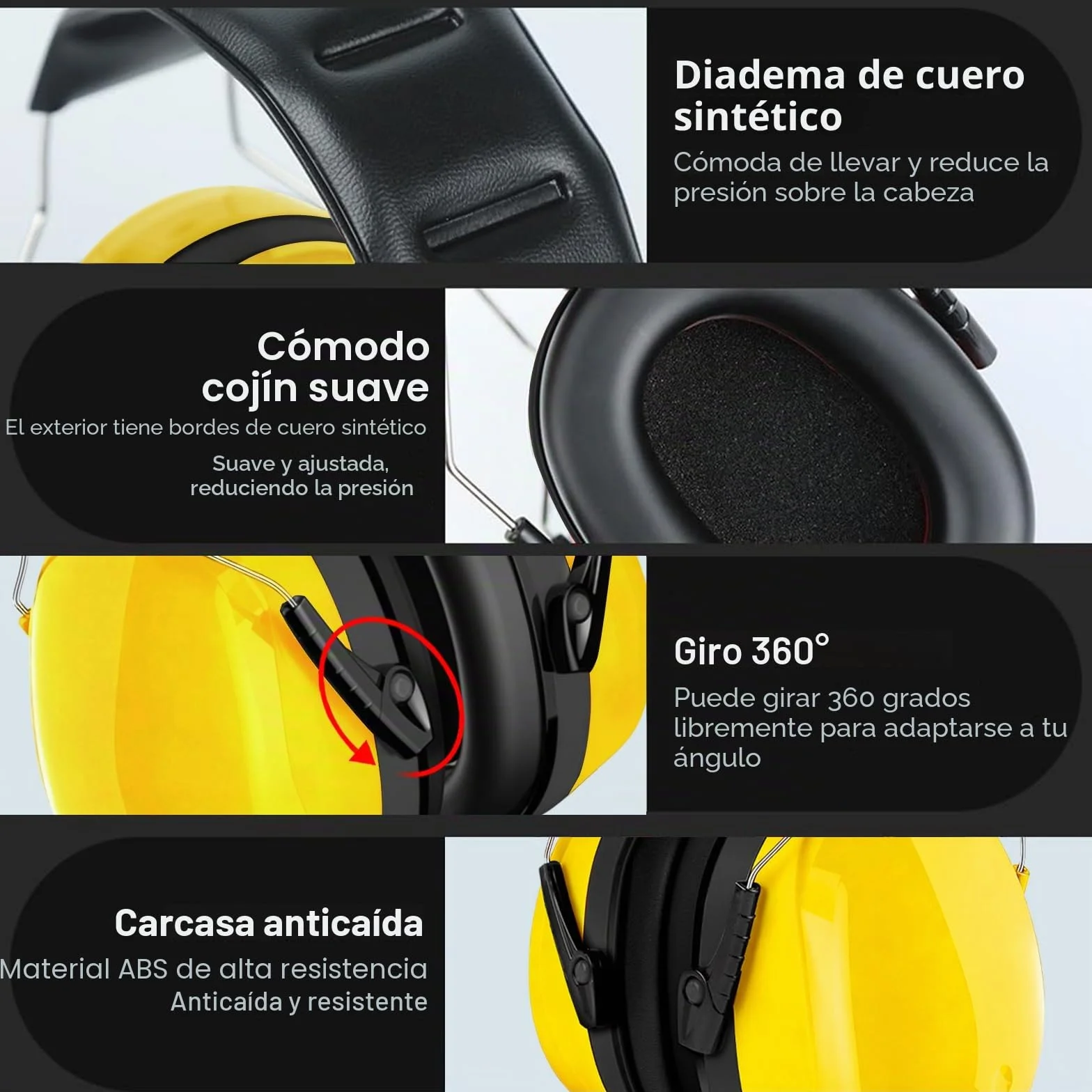 Flintronic Casco Antiruido SNR 28 dB Ajustable Protectores Auditivos