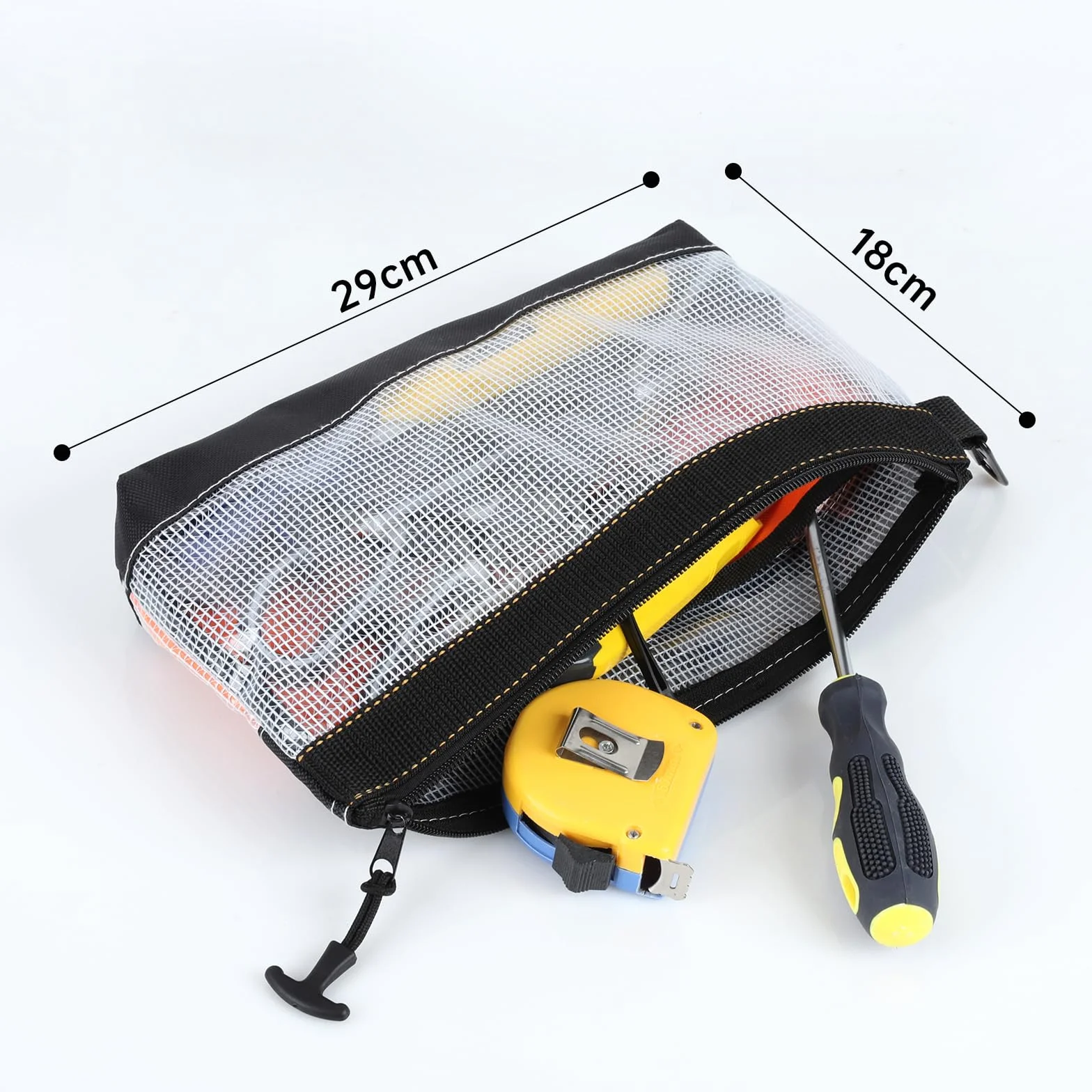 FRETONBA 2 Piezas Bolsa Herramientas Material De Pvc Transparente, Bolsa Impermeable y Antiestático, Gancho Metálico, Pochette Zippée Pour Outils Small Tool