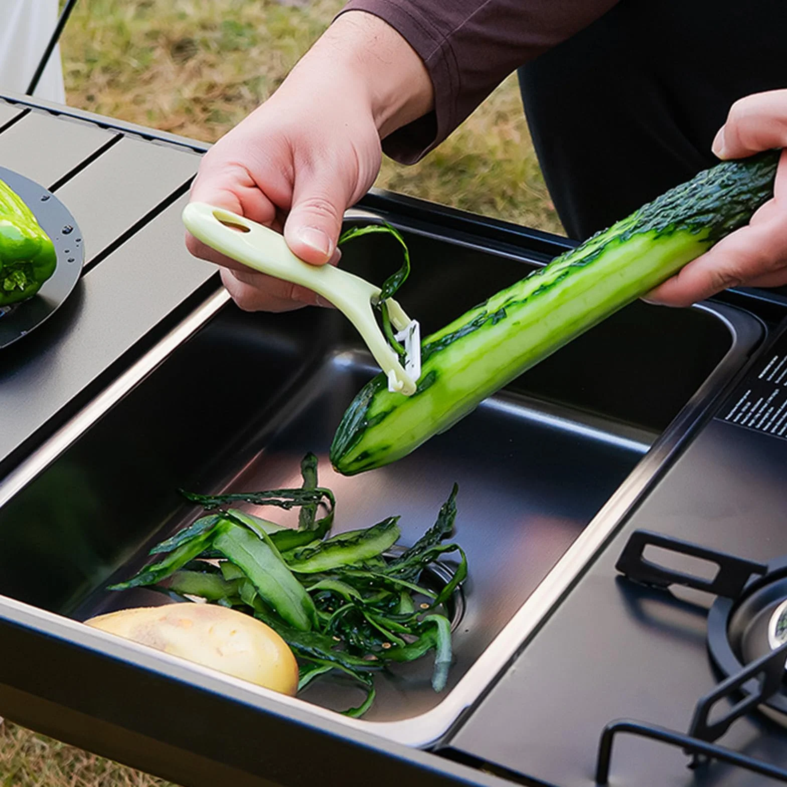 Fregadero de camping, fregadero de campamento, fregadero de cocina de acero inoxidable pequeño, Dishpan Washing Bowl Dish baño