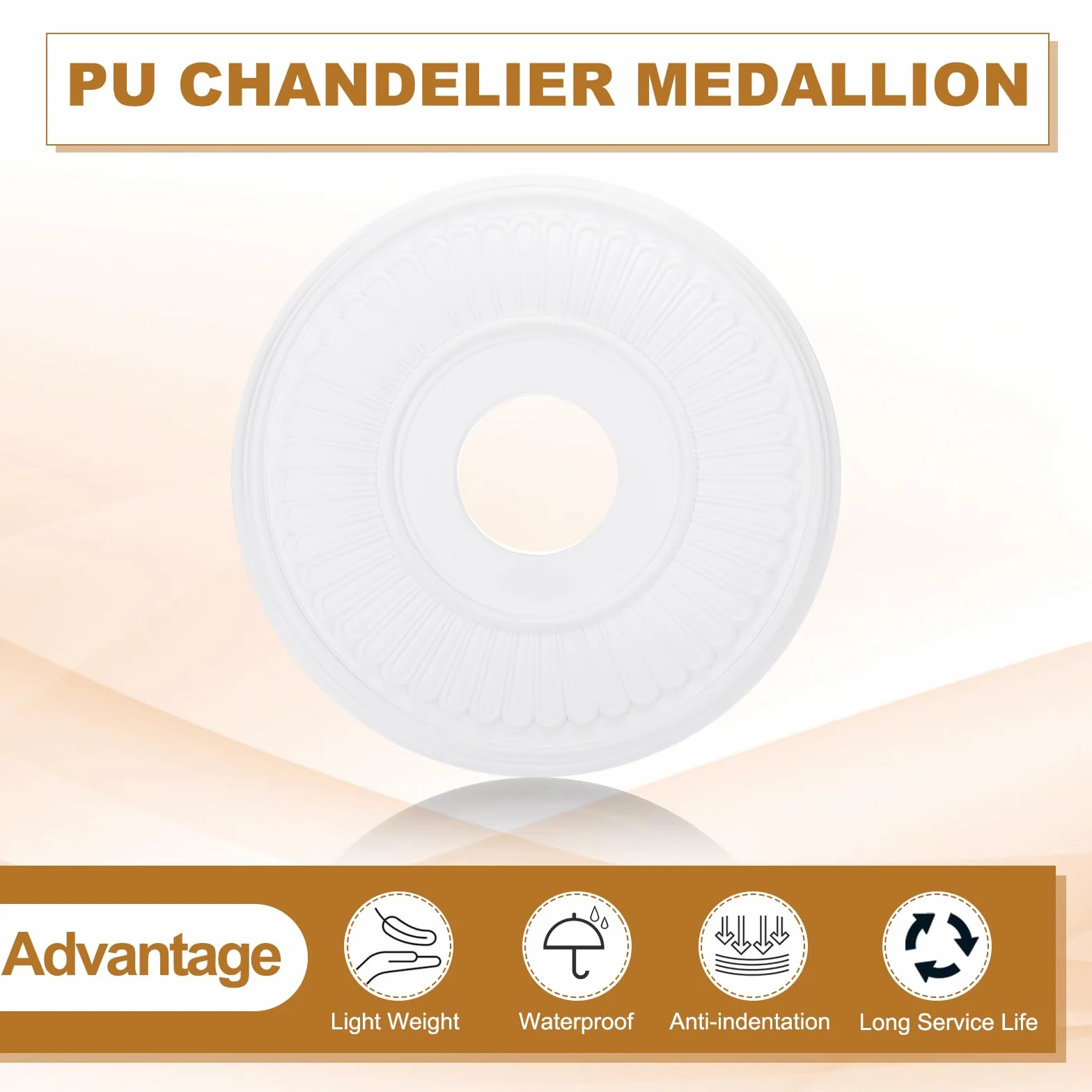 PATIKIL 2pcs Medallones de Techo, 33x10cm Rosetón de Estuco de Espuma PU Placa de Cubierta Medallón de Araña para Techo Ventilador Pared Lámpara, Estilo Moderno, Blanco