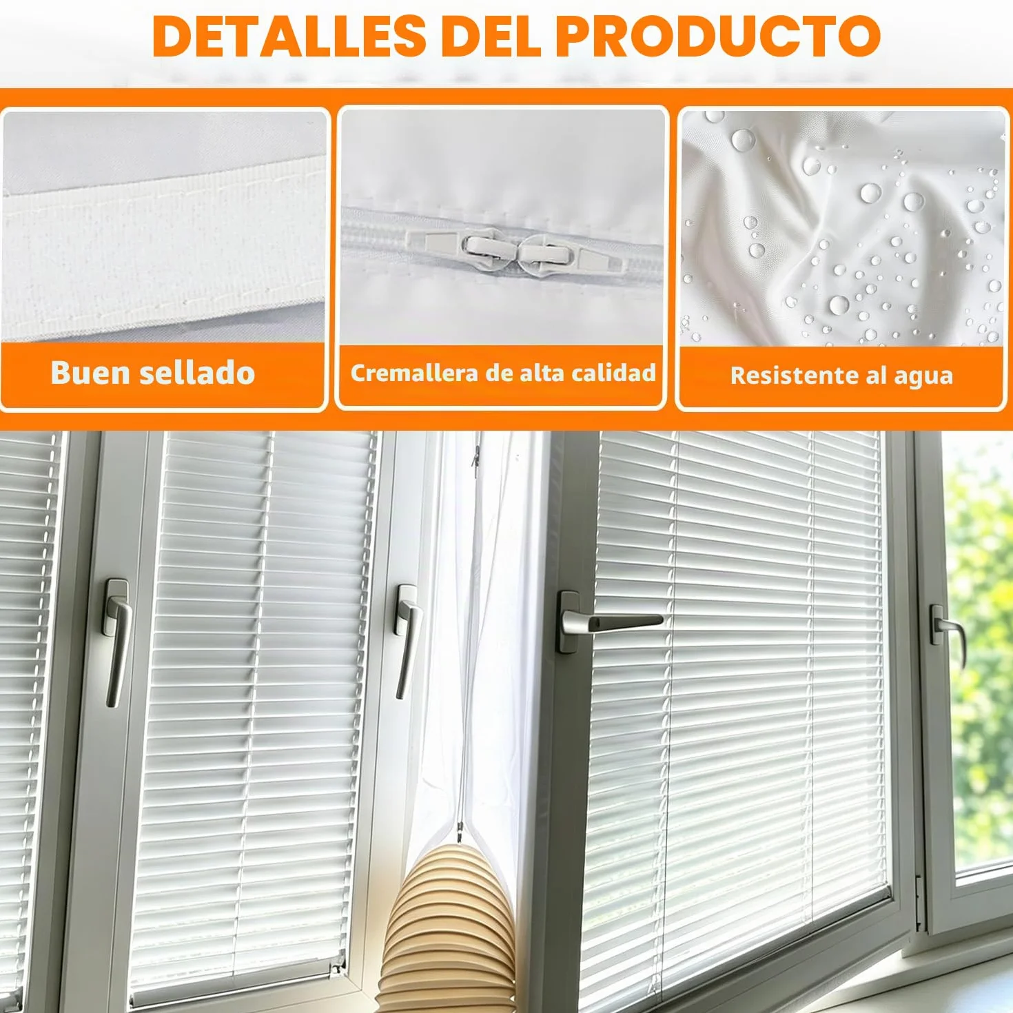 400CM Kit de Calafateo para Aire Acondicionado, Sello de Ventana Universal, Kit de Ventana Portátil para Aire Acondicionado y Secadora de Muebles | Kit de sellado de ventilación de ventana para secadora de aire acondicionado portátil, con cremallera y cie