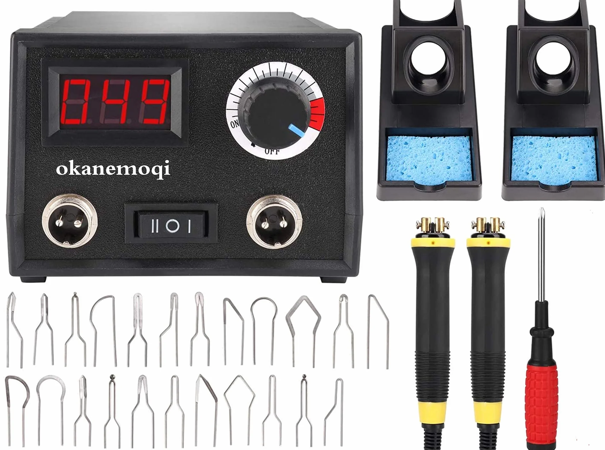 Kit Pirograbador de Madera, Temperatura Regulable, Soldador Profesional para Madera, Cuero, Grabado (60W, 2 bolígrafos,23 puntas de alambre de pirograbado,doble puerto,Pantalla digital de temperatura)