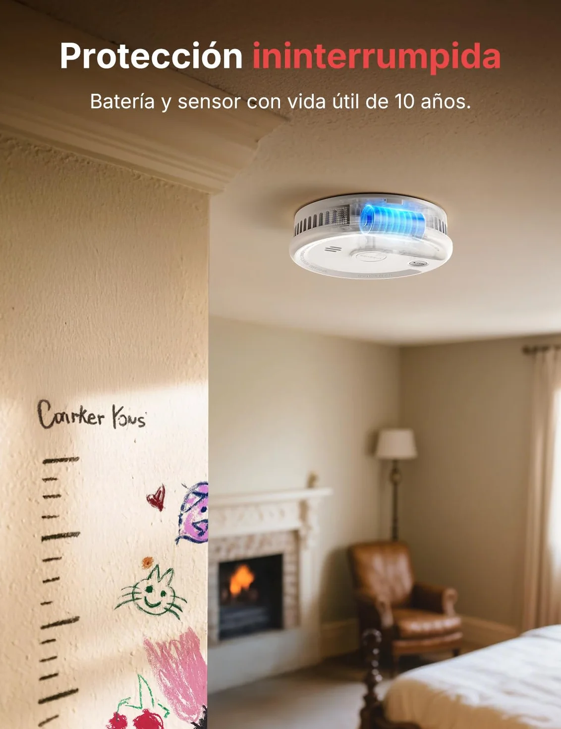 X-Sense Detector de humo con 10 años de vida útil de la batería, alarma de incendio magnética sin perforación, modo de espera sin parpadeo, ultrafino, botón de prueba/silencio, XS0G-SN, pack de 1