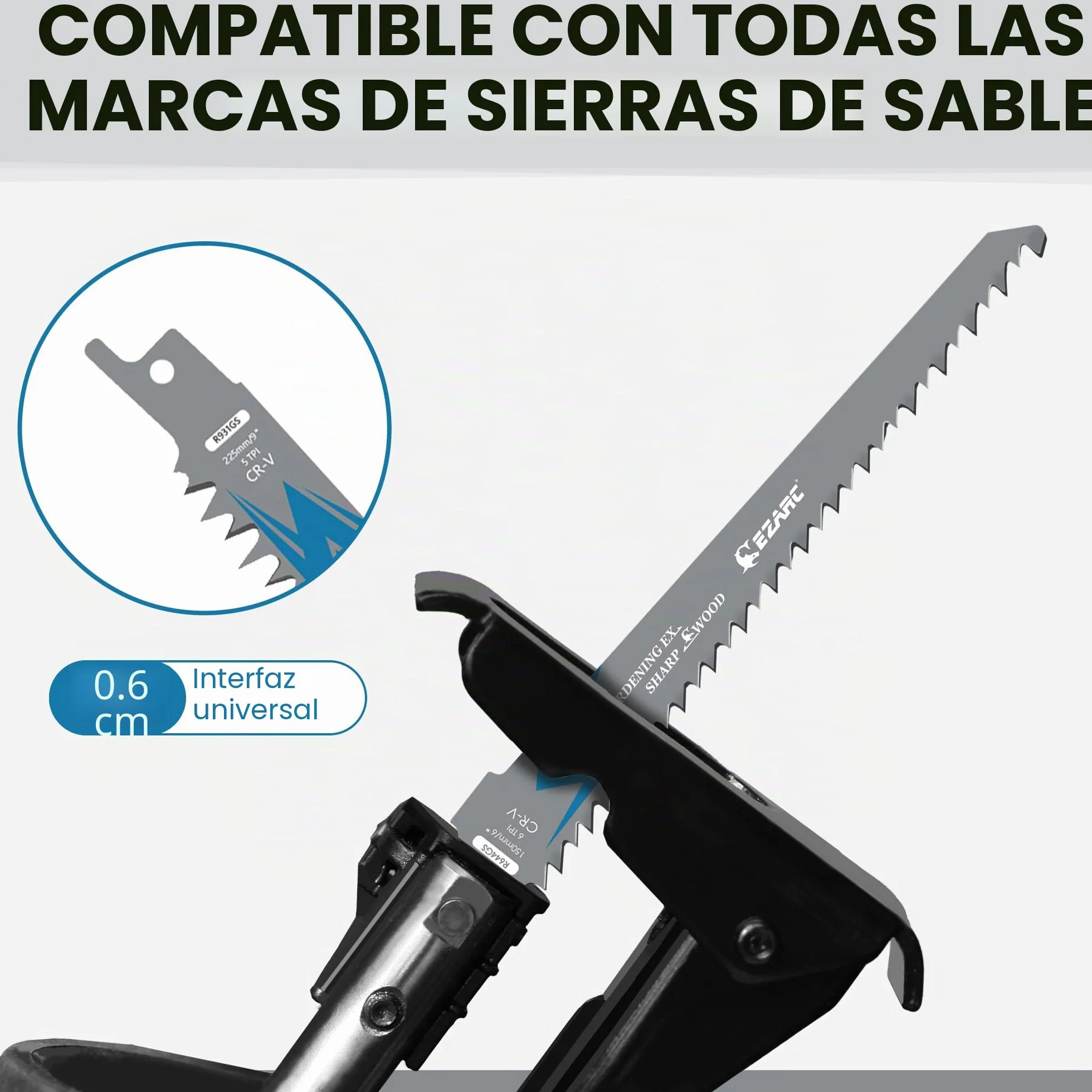EZARC Hojas de sierra de sable 225 mm 5TPI 5 piezas para madera cortes rápidos