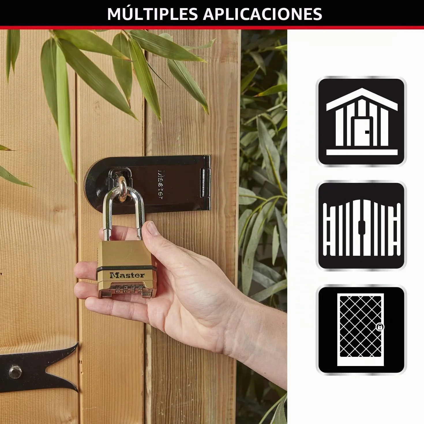 Master Lock M175EURDLF Candado Alta Seguridad, Combinacion, Zinc, Exterior, Arco Medium, Adecuado para Portales, Garages, Sótanos
