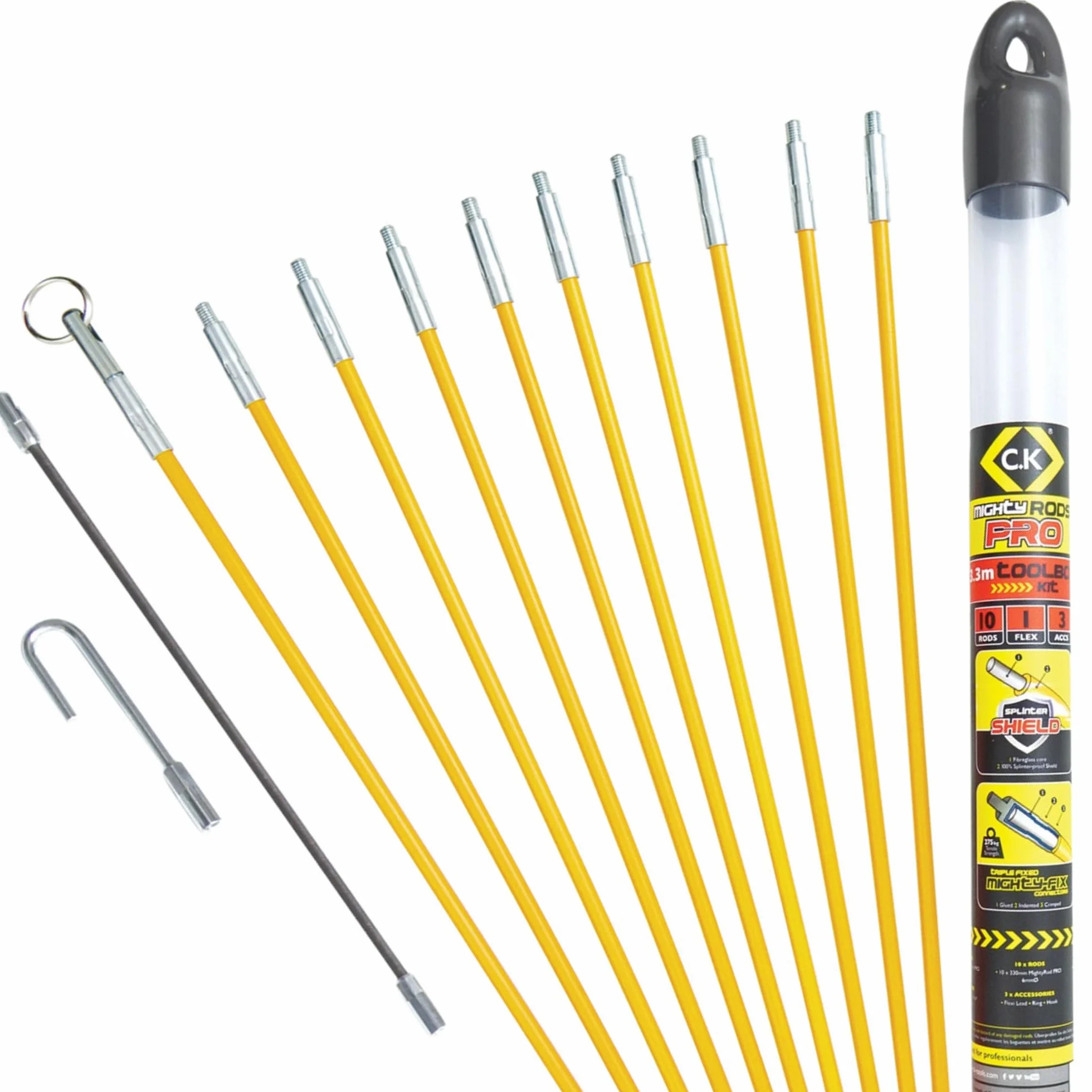 C.K T5419 MightyRod PRO Kit de barra de cables para caja de herramientas, 3,3 m