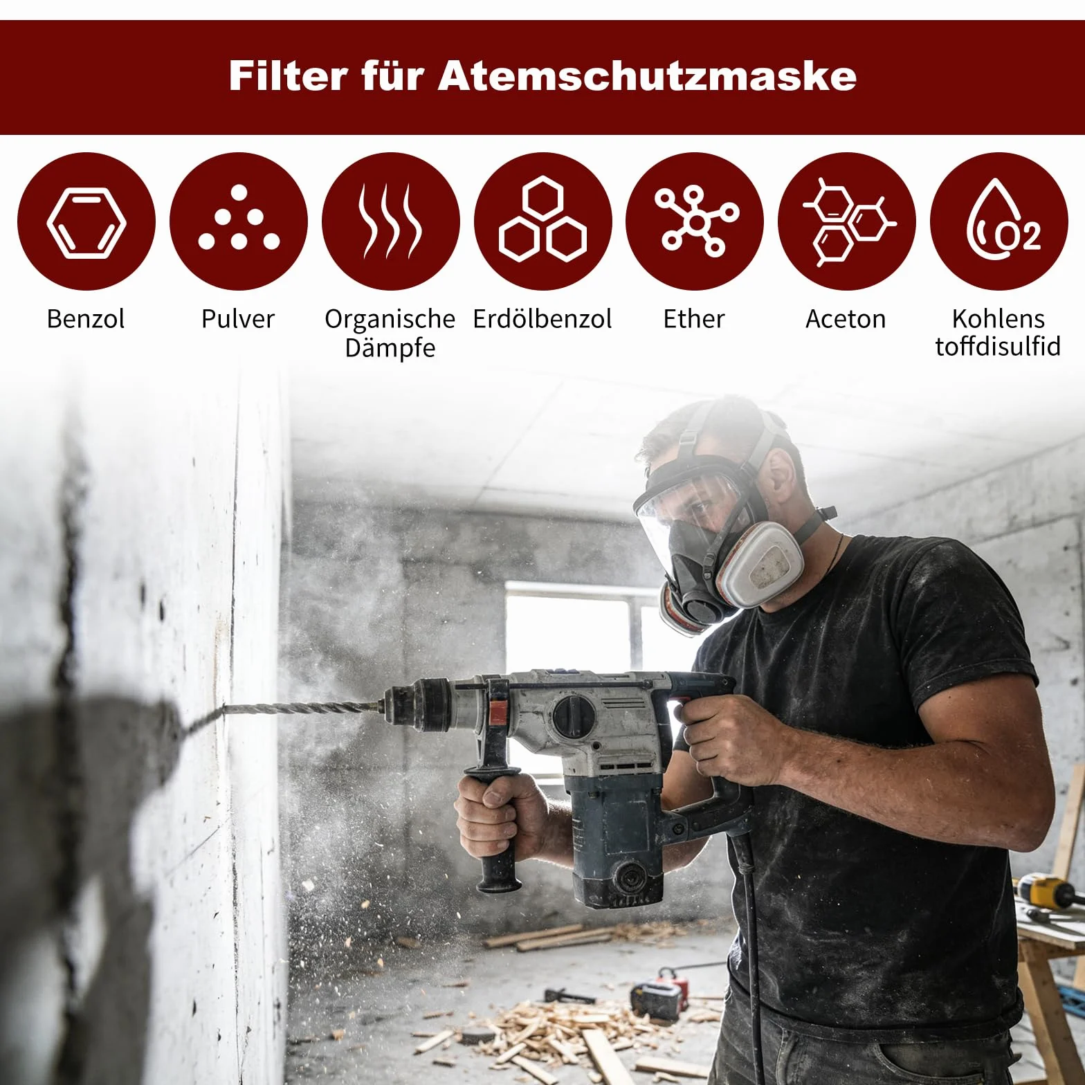 10 filtros para máscara respiratoria, 6001 para máscara pintura, cartuchos de vapor orgánico, filtro químico de pintura contra polvo, gas, vapores orgánicos, con 6100/6200/7501/7502/6502/6800