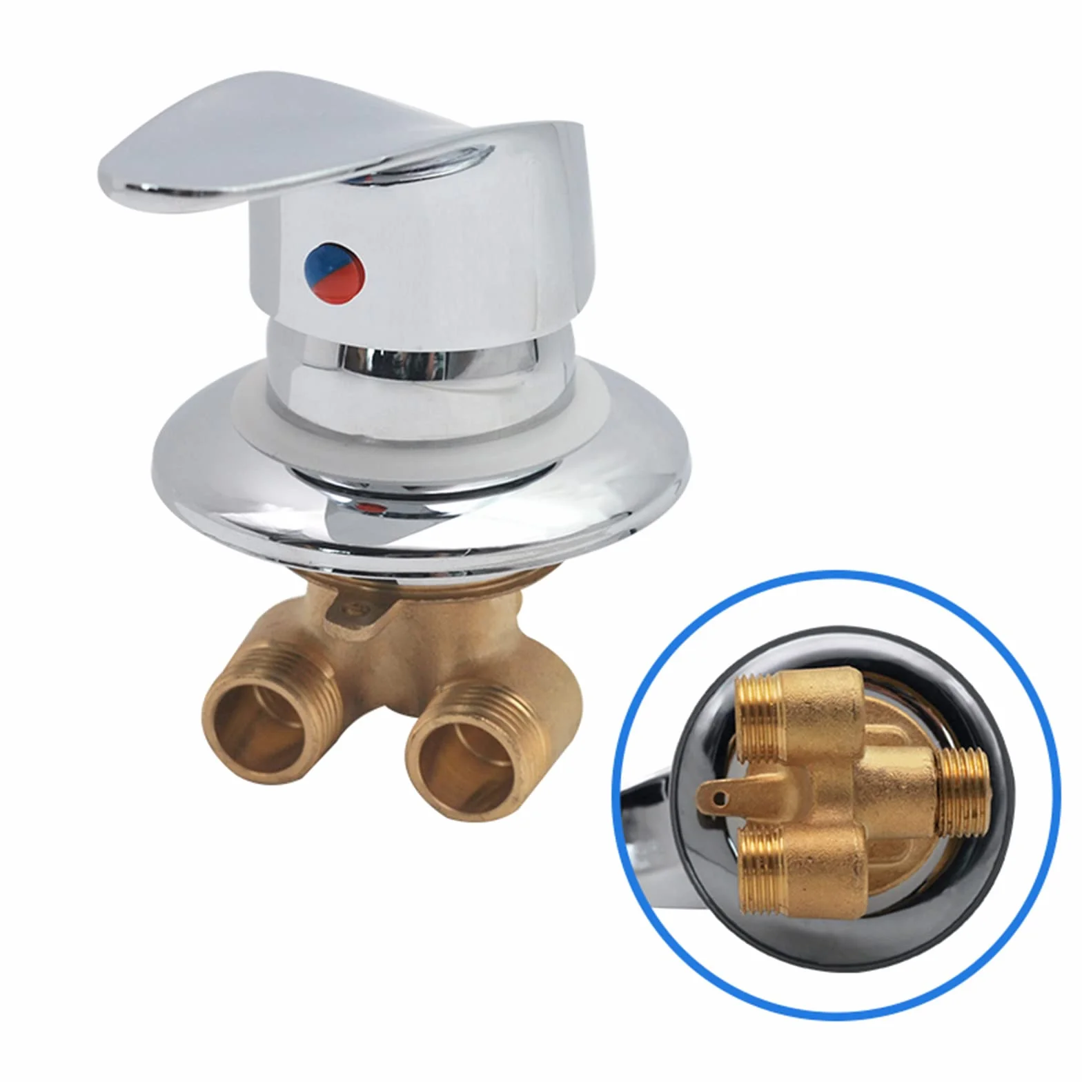1 Vía Salida Engranaje Rosca Tornillo/Intubación Grifos Ducha Latón Frío y Caliente Desviador Mezclador para Vapor Cabina Baño, Conector G1/2 Válvula Mezcladora Agua, Cartucho Cerámica (Temperatura)