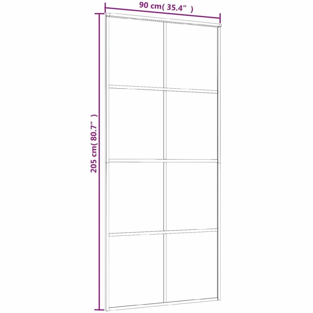 Refined Puerta corredera ESG vidrio y aluminio negro 90x205 cm Negro Transparente