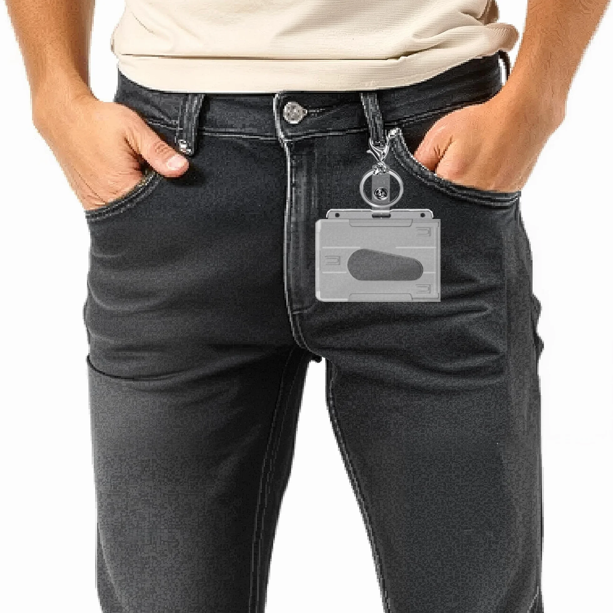 Portatarjetas de Identificación Juego de 2 Funda de Plástico Resistente Horizontal