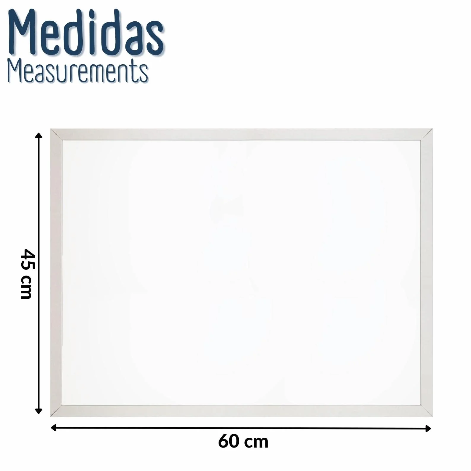 Pizarra blanca magnética con marco de madera blanca 60x40 cm borrado en seco imanes