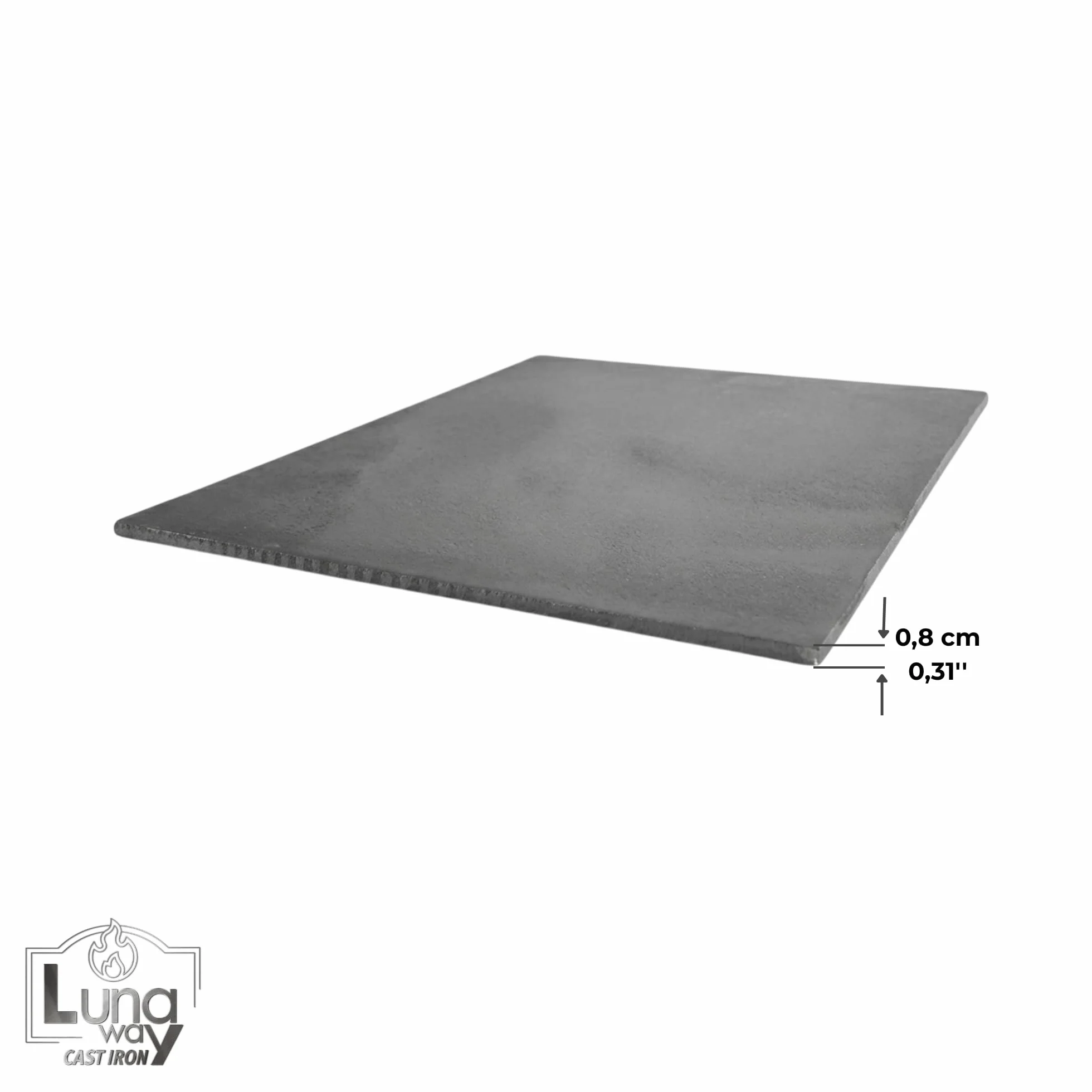 Lunaway – Placa Lisa de Hierro Fundido para Revestimiento de Chimenea | Grosor 0,8 cm (40 x 40 cm)