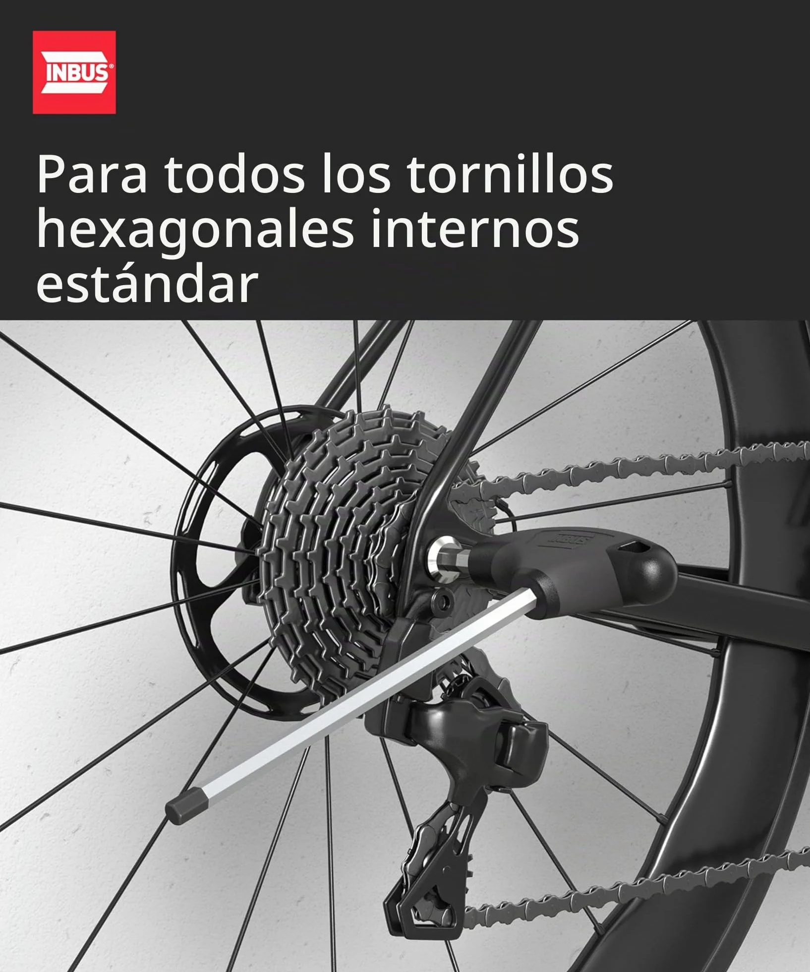 INBUS® 70129 Set de llaves hexagonales con mango en T 8pz, 2–10mm, con HybridTouch — Made in Germany